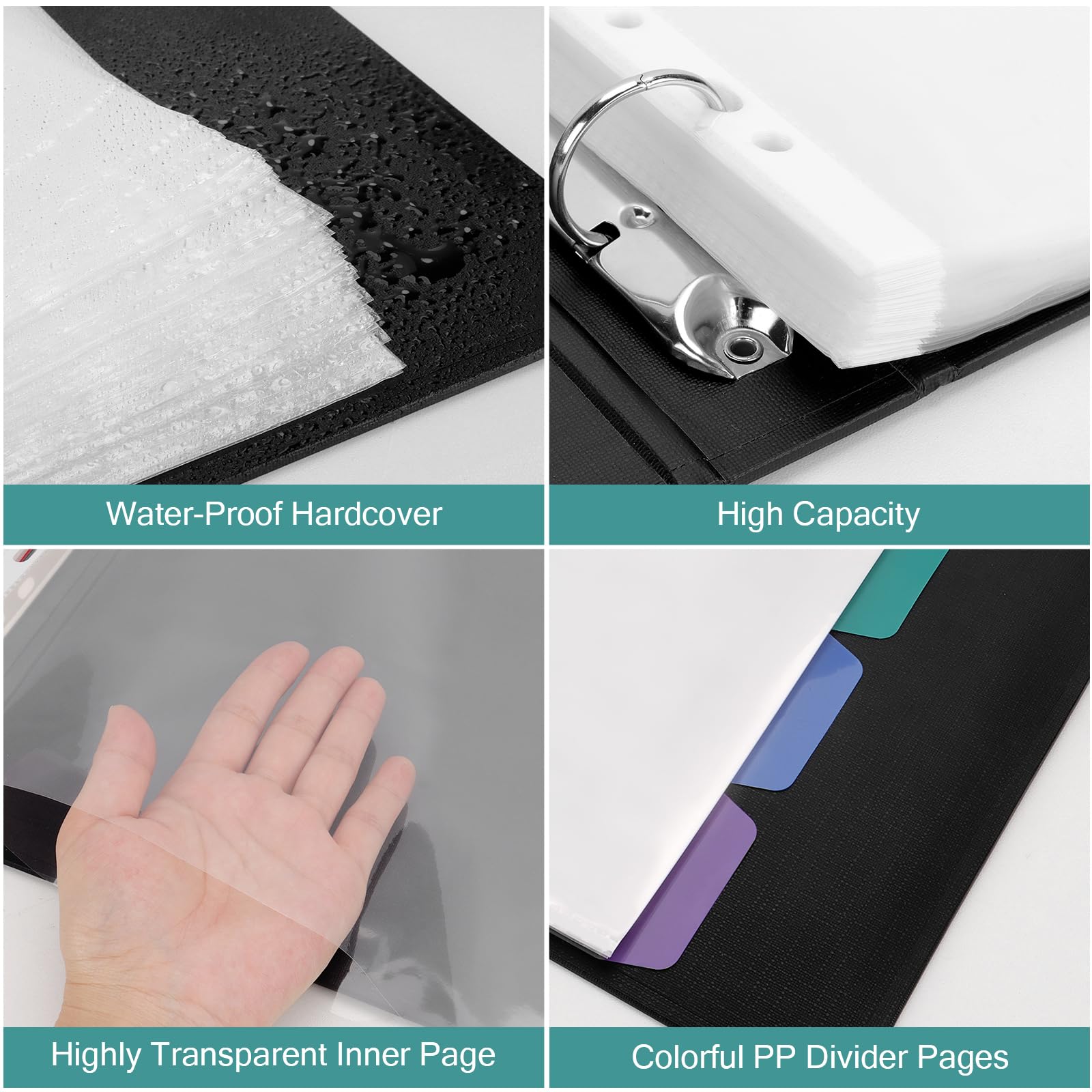 Uquelic Presentation Binder Folder, A4 Display Folder with 100 Punched Pockets, 6 Colorful PP Divider Pages - Image 3