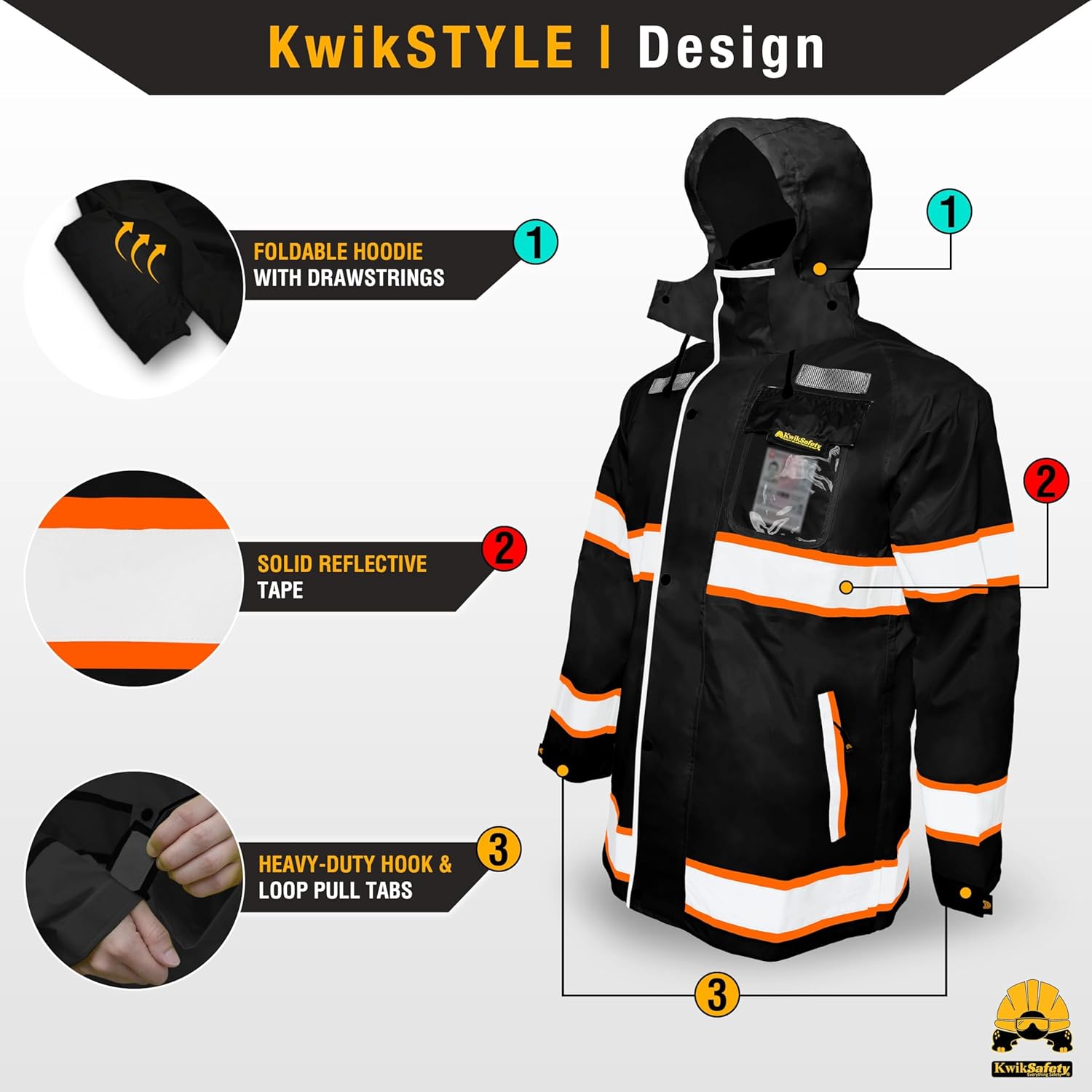 KwikSafety - Charlotte, NC - TORRENT Rain Jacket & Trench Coat ANSI OSHA Class 3 High Visibility Jacket Hi Vis Rain Gear - Image 2