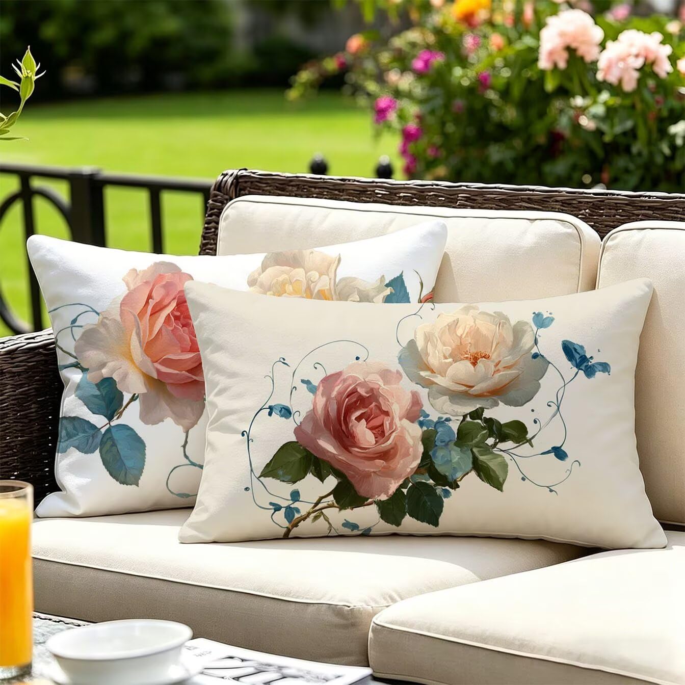 Housse Coussin 50x90 Lot de 2 Velours Coussin Canape Fleur v-406