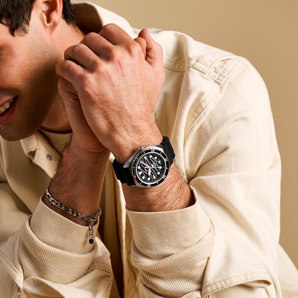 Fossil Reloj Breaker para Hombre, Movimiento de Cuarzo de Tres Agujas con Fecha y Correa de Acero Inoxidable o Silicona