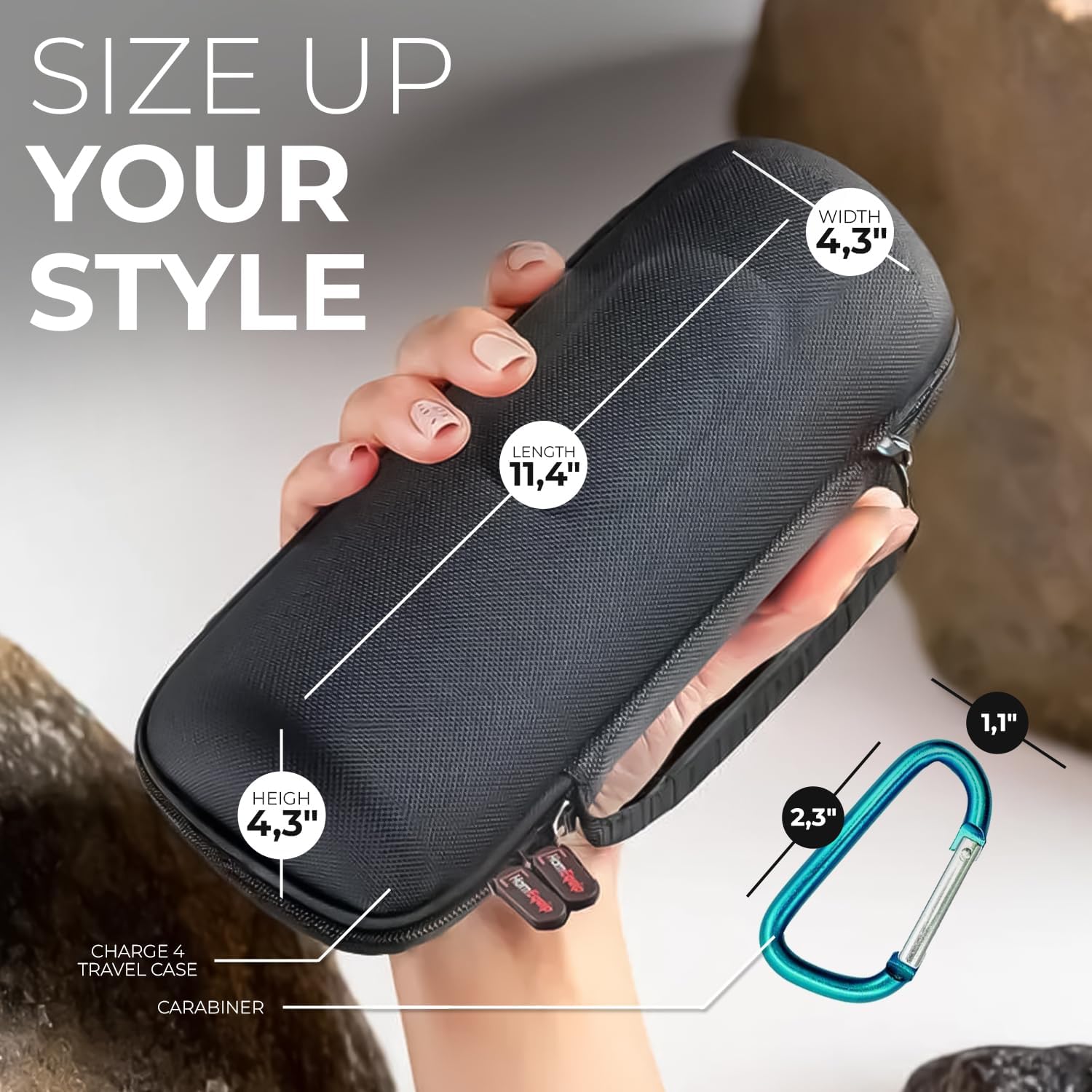 HomEquip Hard Shell Case for JBL Charge 5 / Charge 4 Wireless Waterproof Portable Speaker (case only) - Image 3