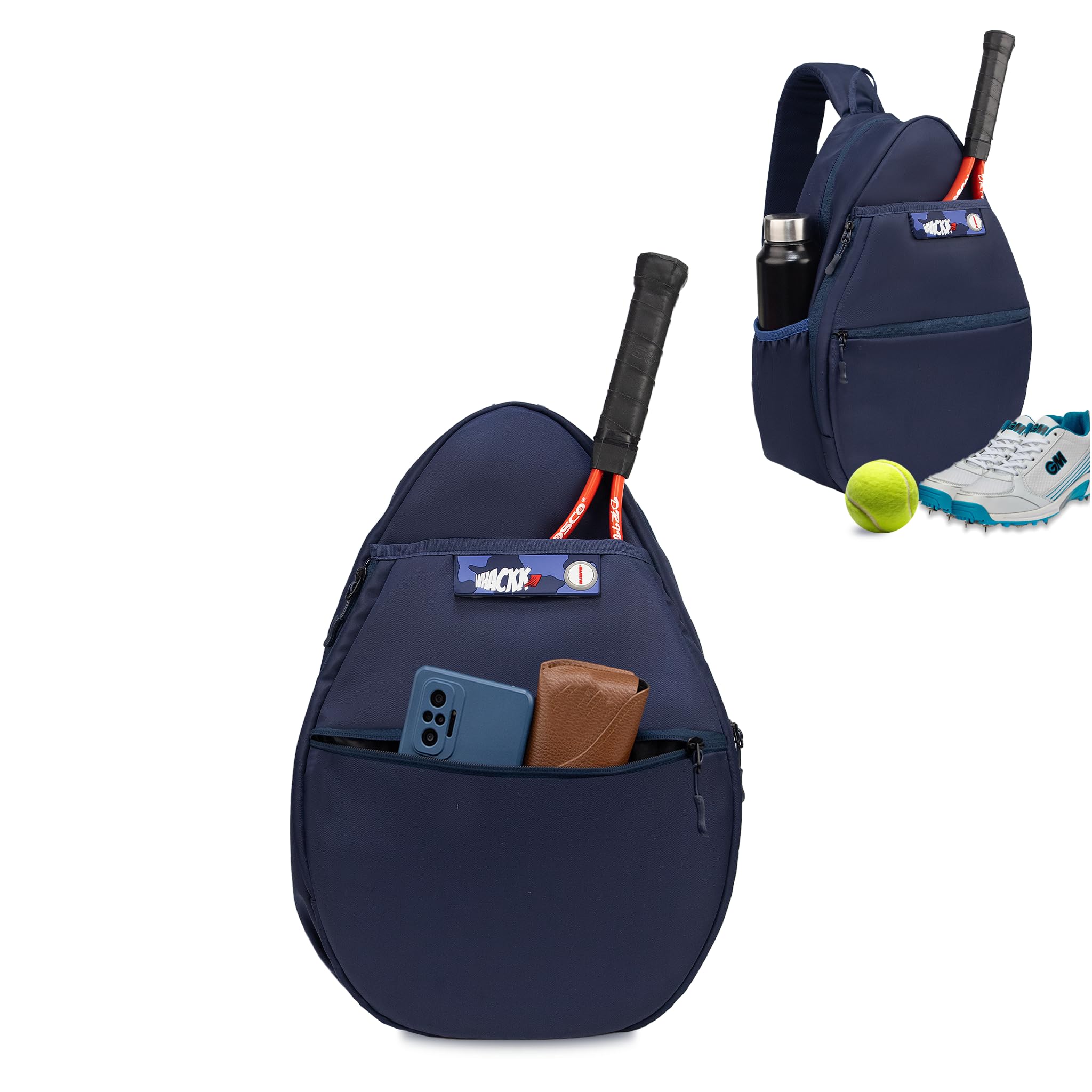 WHACKK Nadal Navy 25L Racket Bag for Tennis, Badminton, Squash, Pickleball & Paddle Sports| Dedicated Racket Compartment| Shoe Compartment| Water Bottle Holder-image-24