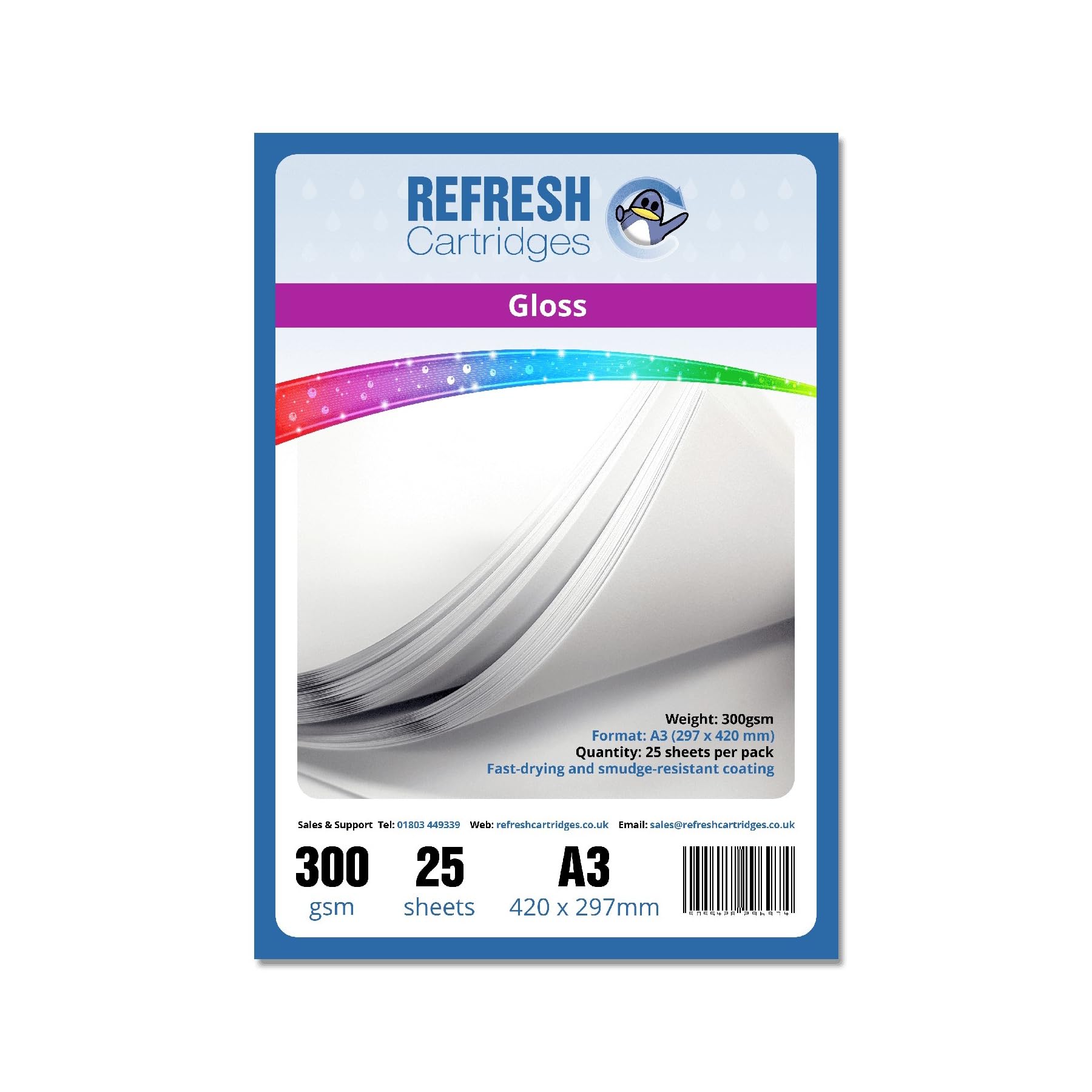 Refresh Cartridges Glossy Coated A3 Professional Inkjet Photo Paper 300gsm - 25 Sheets