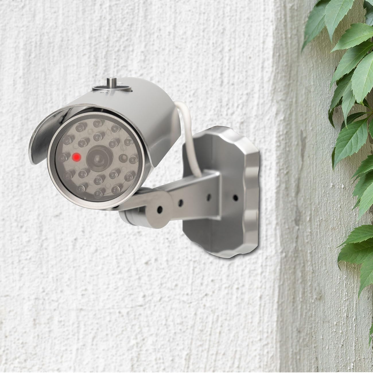 4er Set Überwachungskamera Attrappe mit Bewegungssensor und rotem Blinklicht, Batteriebetrieb, Sicherheits-Dummy Kamera in realistischem Design