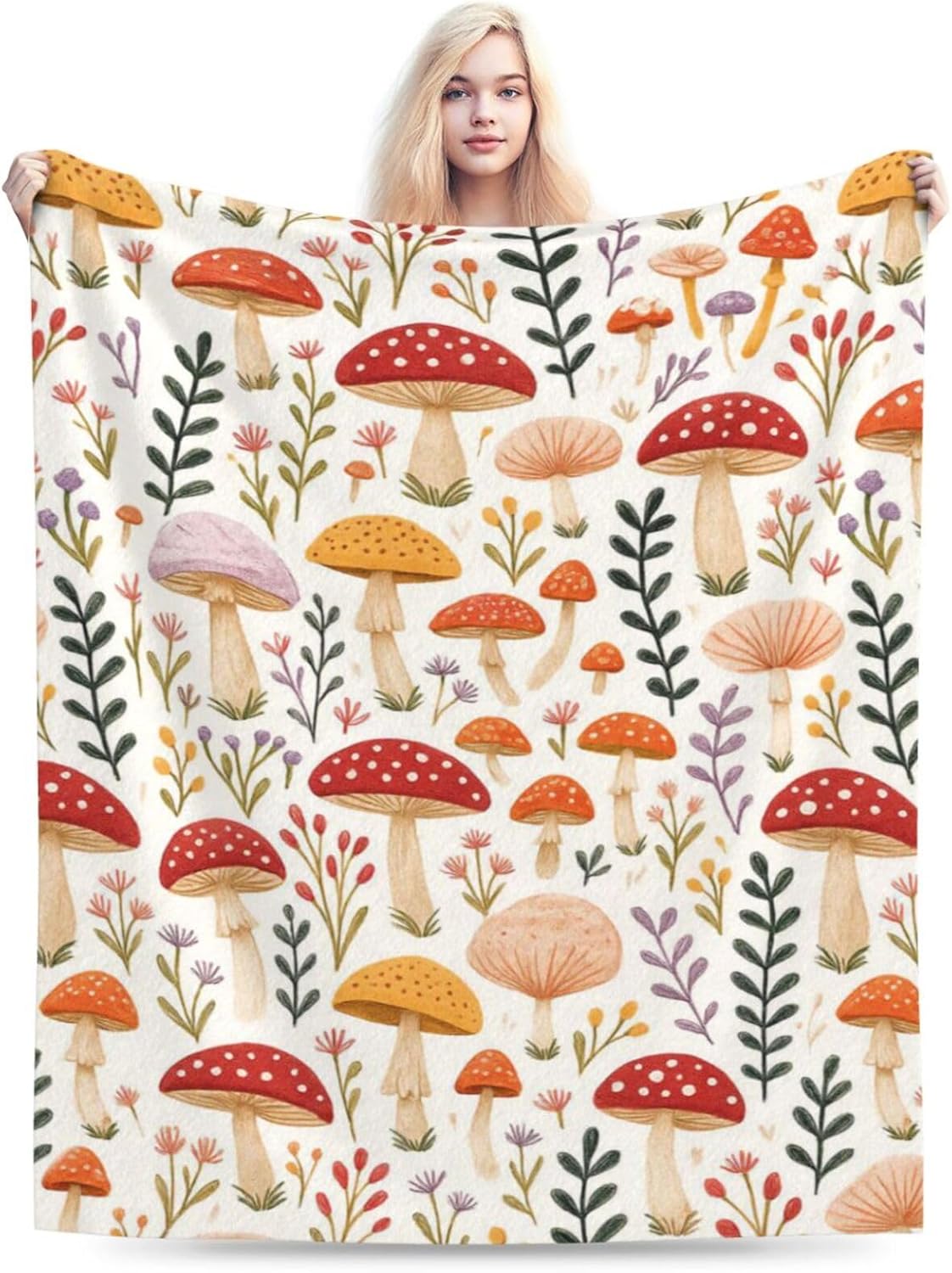 Mushroom Blanket Super Soft Warm Fluffy Fleece Flannel Throw Blanket Cozy Fuzzy Plush Stuff Bedding Blankets Gifts for Women Kids Boys Girls Adults 50"X40" - Image 5
