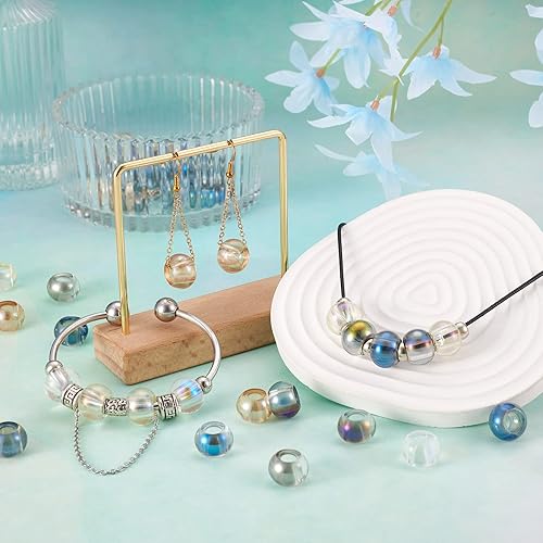 Vista 76 de Cheriswelry 100 cuentas europeas de agujero grande con diamantes de imitación de barril hechas a mano, arcilla polimérica, cuentas espaciadoras