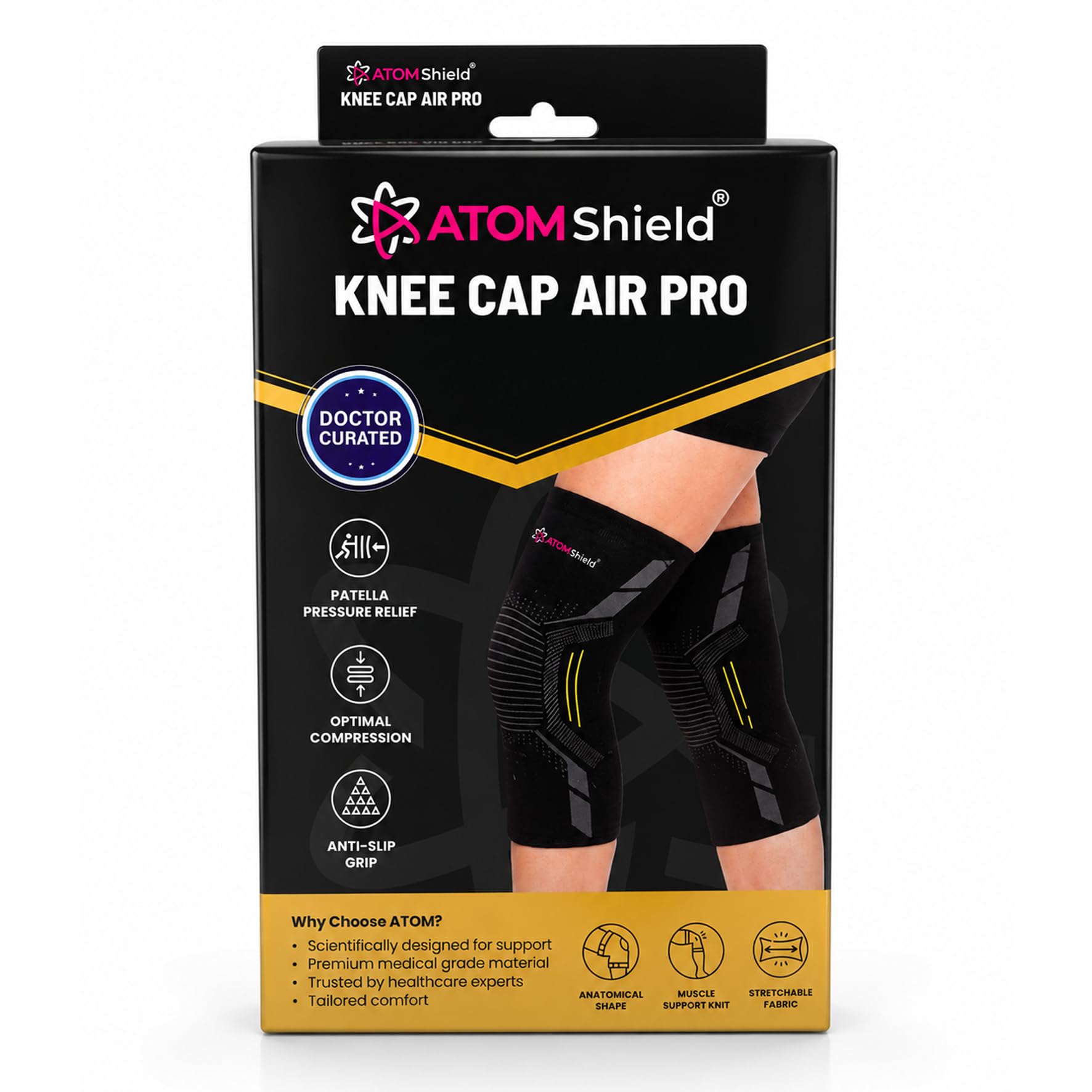 Knee Cap Air Pro | Compression Knee Support Pair | Patella Pressure Relief, Optimal Compression, Anti-Slip Grip, Anatomical Shape, Stretchable Fabric-image-7