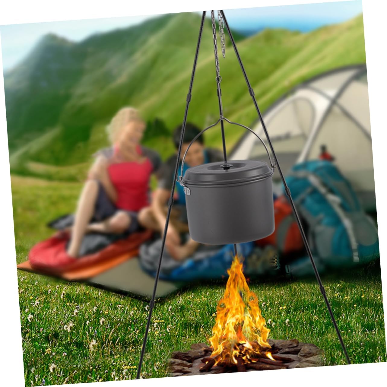 YARNOW Camping Pot with Handle Lightweight Cookware for People for Hiking Backpacking and Outdoor Picnics Durable Fast Heating Easy to Hang