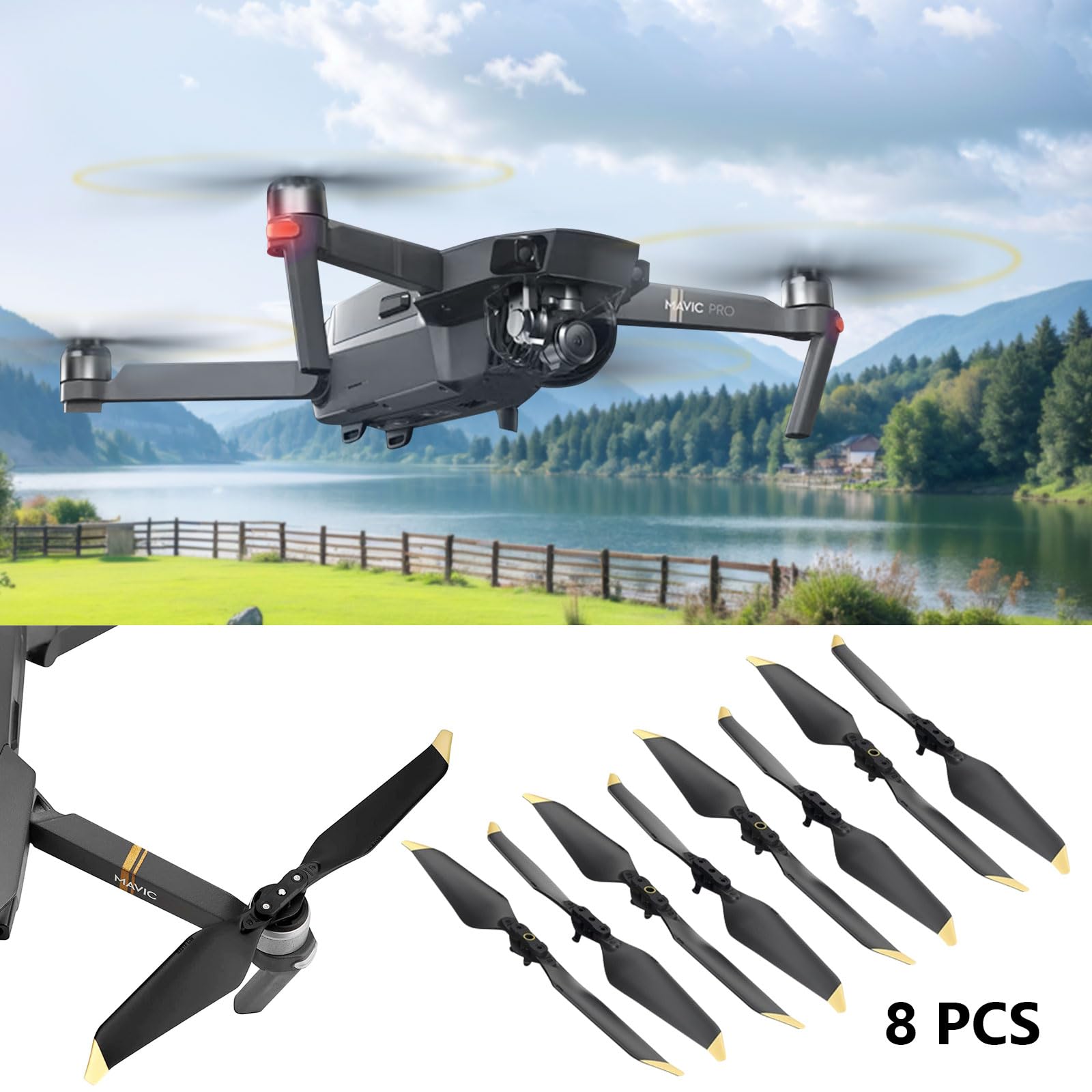 Hélice Mavic Pro, Accessoires de Remplacement pour Drone Mavic Pro, Hélice 8331F avec Conception à Dégagement Rapide