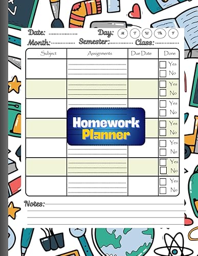 Homework planner: Plan, track and succeed in middle school assignments with ease, suitable for both high-school and middle school ... for Elementary / 110 Pages, Large 8.5" x 11"