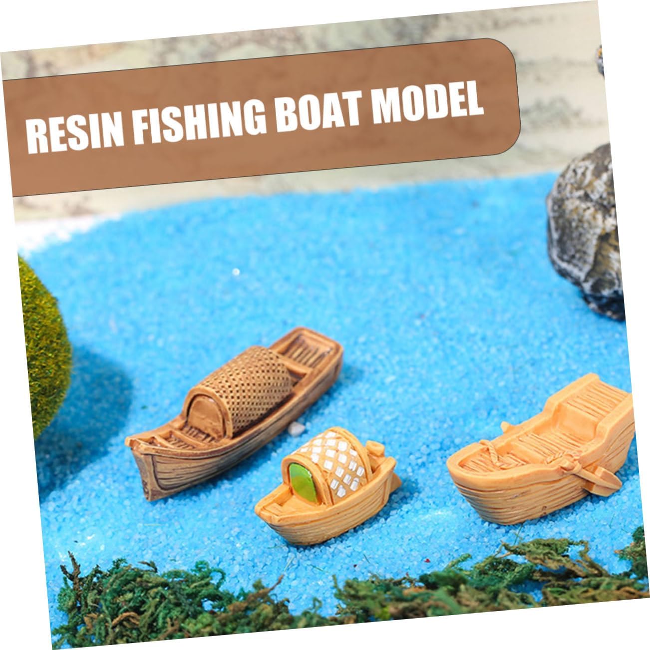 18pcs Miniature Boat Ornaments Realistic Resin Fishing Boat Decor for Chic Coastal Micro Landscape Decoration