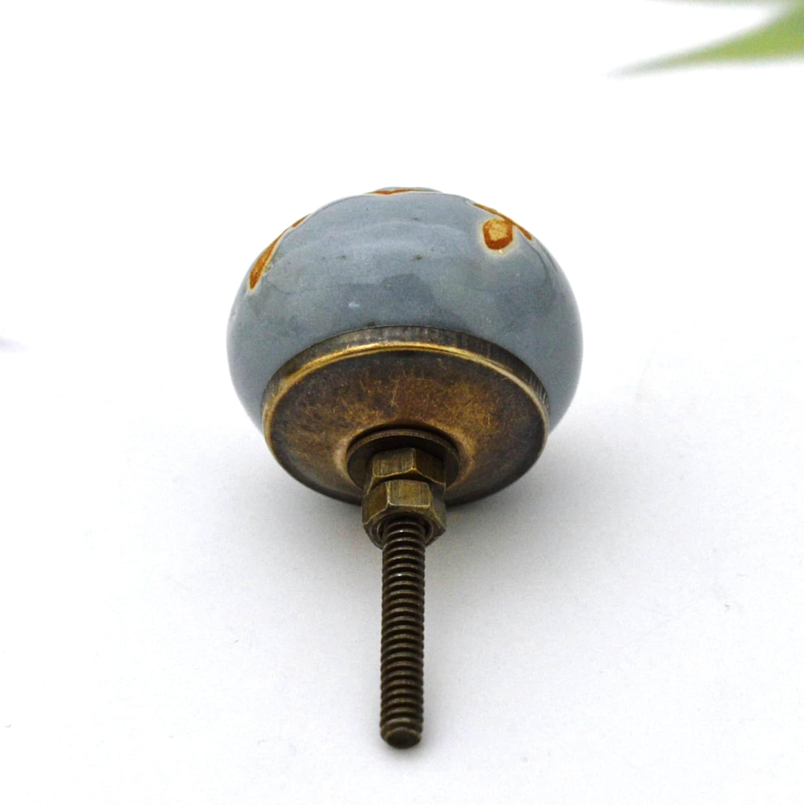 ARTISNO Set of 10 Ceramic Knobs Grey Color for Kitchen Cabinets Furniture Bathroom Cupboards Dresser Drawers Chest Pulls Handmade Pottery Decorative Colorful Handles Knobs - Image 3