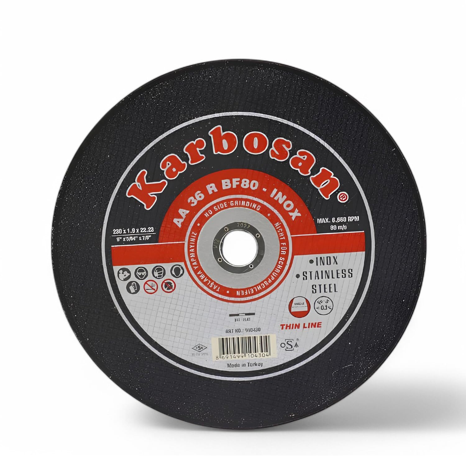Karbosan Metal Kesici Taş Disk Taşlama Spiral Demir Kesme Diski 230x1.9x22.23 mm