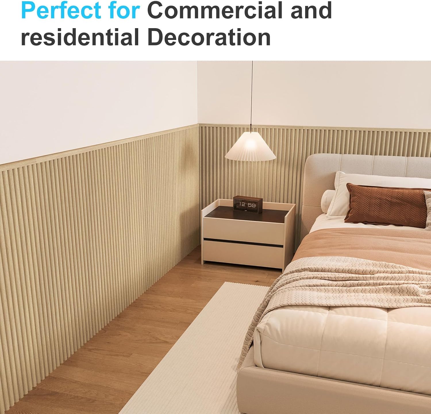 Art3d Wainscoting Panels, Beaded Polystyrene Wall Board for Interior Wall Décor, 79.3“ Wide X 40.7 high, Covers 22.38 sq.ft, Oak
