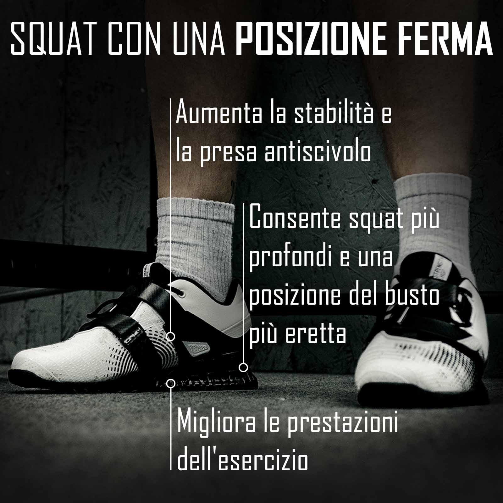 Strength Shop 1 Paio di Scarpe Powerlifting, Scarpe Sollevamento Pesi Uomo e Donna con Tacco in plastica Dura (2,3 cm), Antiscivolo e stabili, con Suola Rigida in Gomma/TPU e Doppia Chiusura