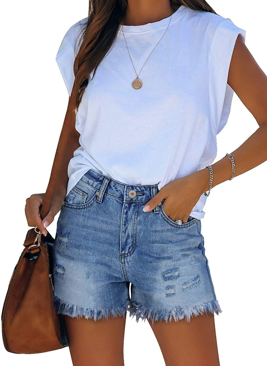 KISSMODA Denim Shorts Women Trendy Button Summer Cut Off Short Womens Jean Shorts High Waisted Denim Hot Ripped Shorts - Image 4