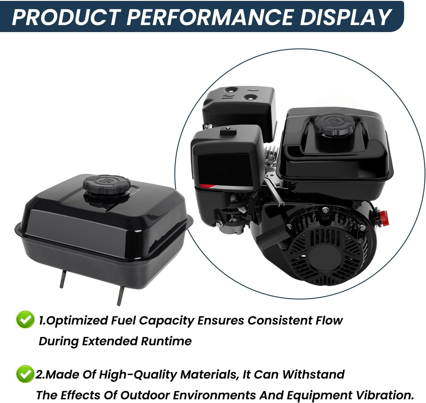 CR950 Gas Fuel Tank Compatible with CR750 208cc 163cc 5HP 6.5HP OHV Engine For Pressure Washer Water Pump, Chipper Shredder and More