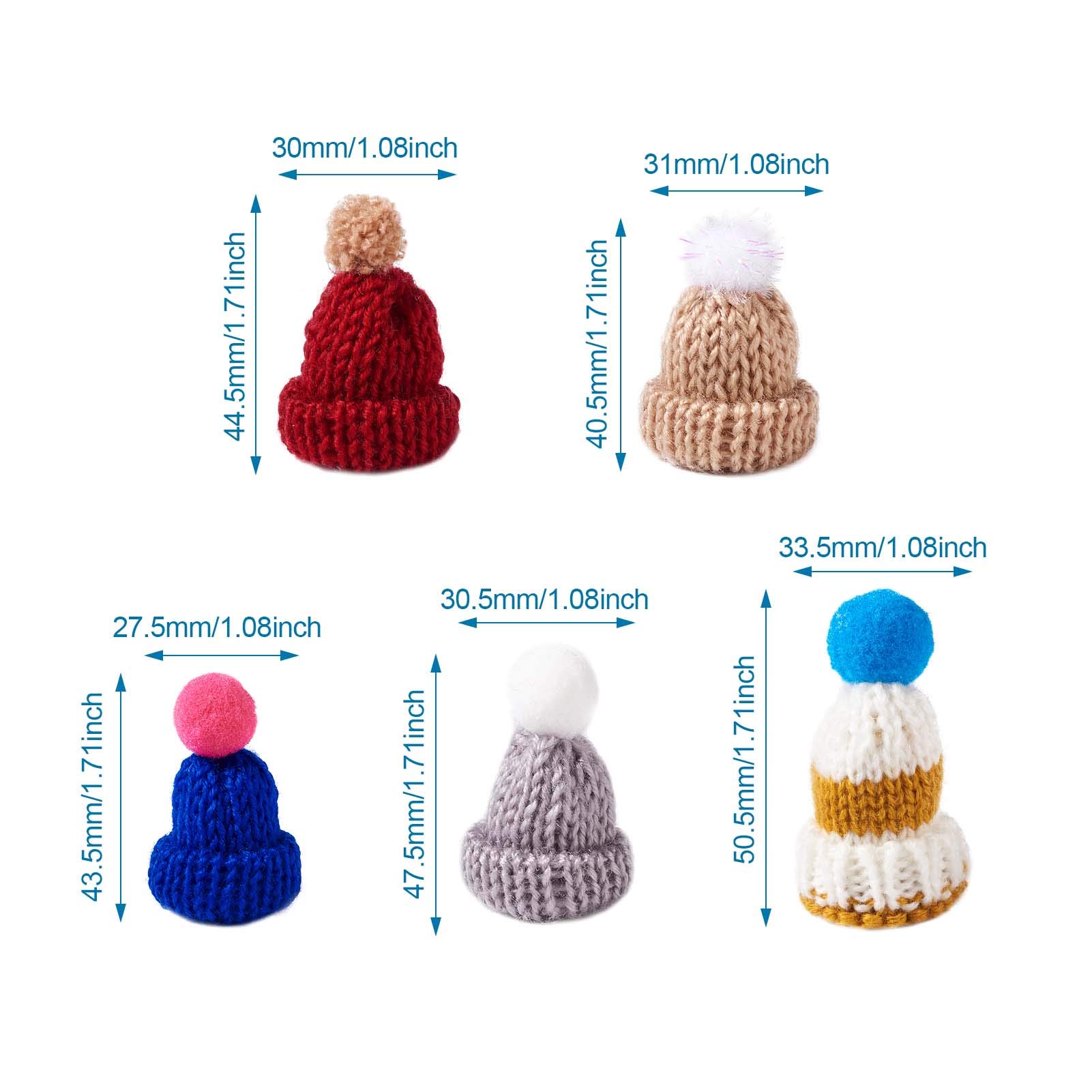 Craftdady – Lot De 100 Mini Chapeaux Colorés En Laine Tissée, Accessoires Pour Poupées Et Loisirs Créatifs