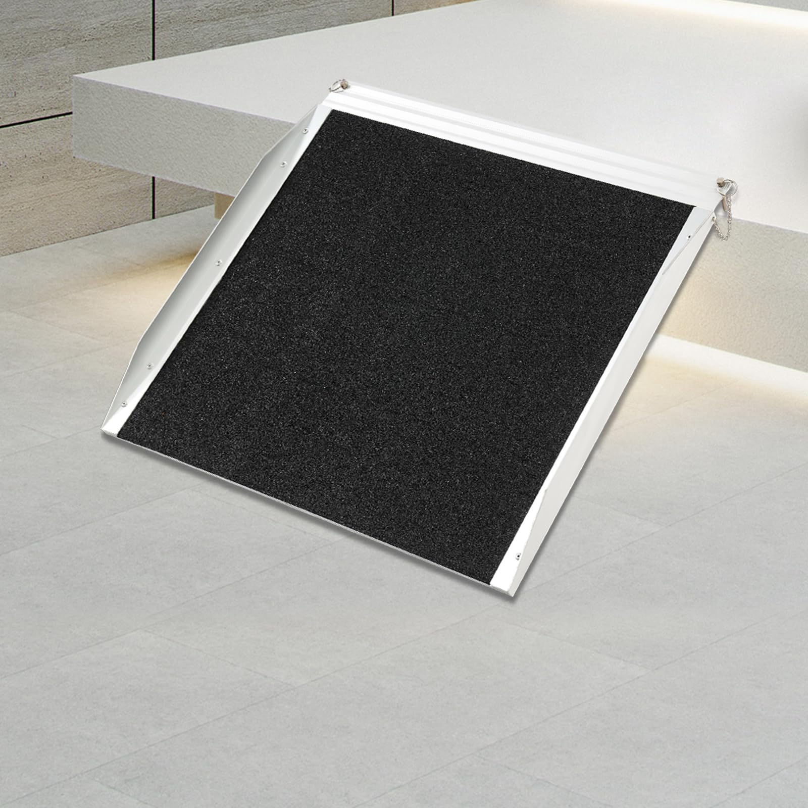 Aluminiowa rampa dla wózków inwalidzkich, 62 x 73 x 5 cm, antypoślizgowa rampa progowa, obciążenie do 272 kg, przenośna rampa najazdowa do wózków inwalidzkich i chodzików, rampa progowa do domu i na