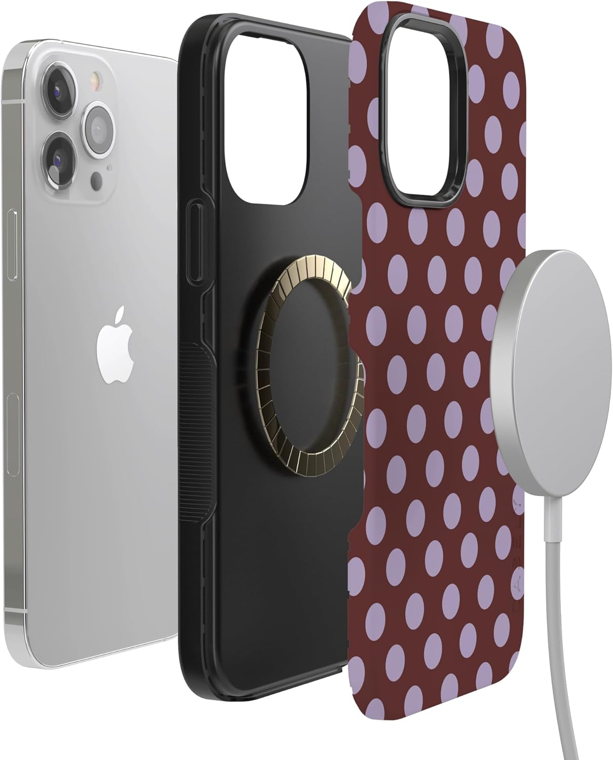 Casely iPhone 13 Pro Max Case | Spotted in SoHo | Burgundy Polka Dot | Bold Protective Design | Compatible with MagSafe - Image 4