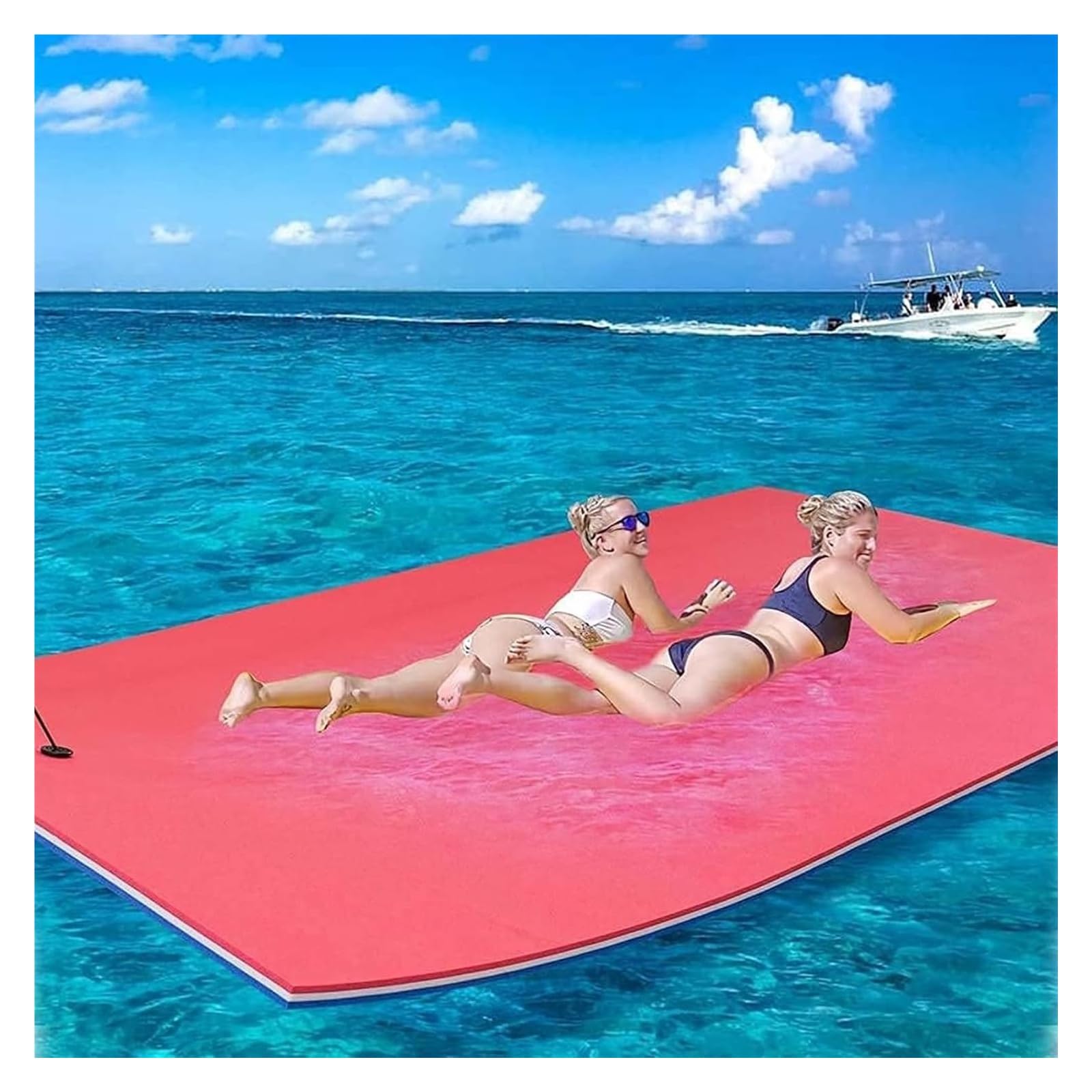 Pływająca mata wodna 2,7 m x 1,5 m zwijana pływak basenowy idealna na plażę i jezioro relaksująca pływająca podkładka do zabawy i rekreacji idealne letnie akcesorium wodne