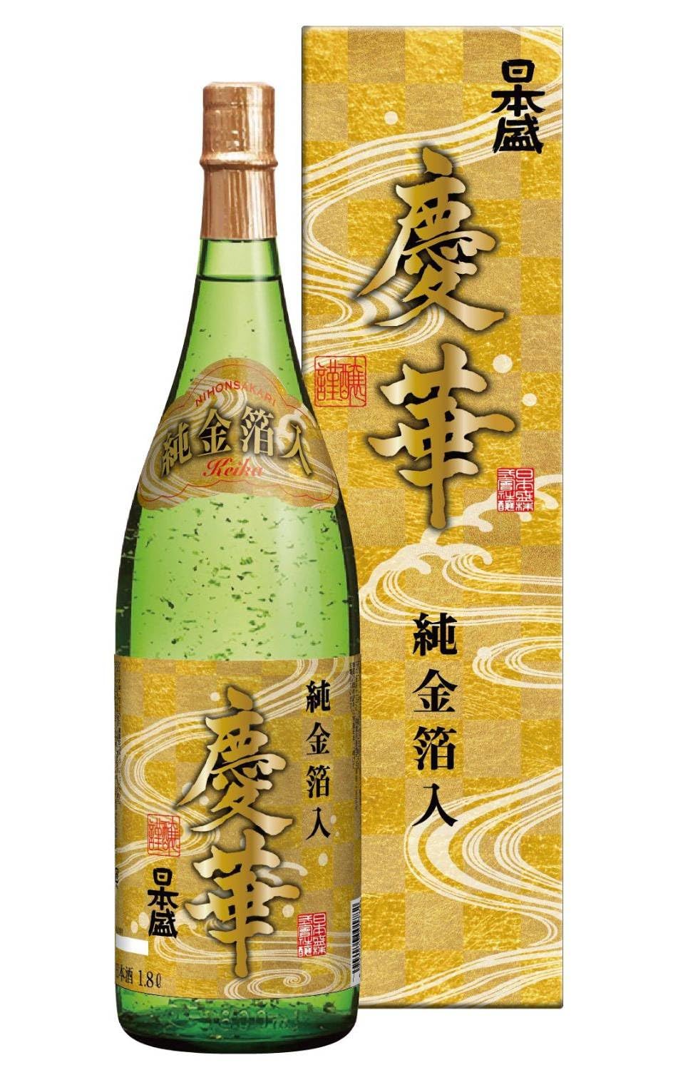 Amazon.co.jp: 日本盛 慶華 純金箔入1.8L [ 日本酒 16度 本醸造酒 1.8L