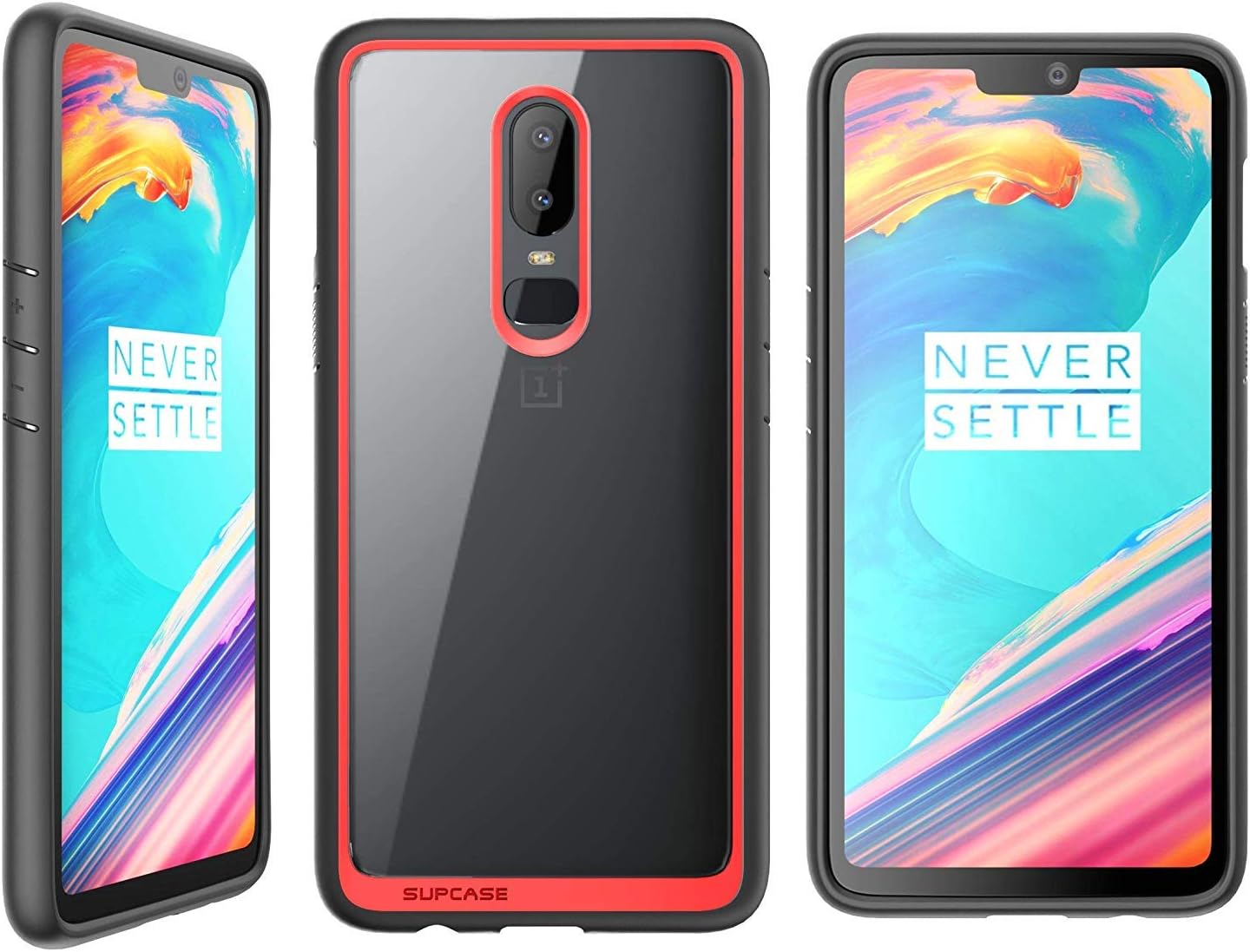 OnePlus 6 Unicorn Beetle Style Slim Clear Case-Red