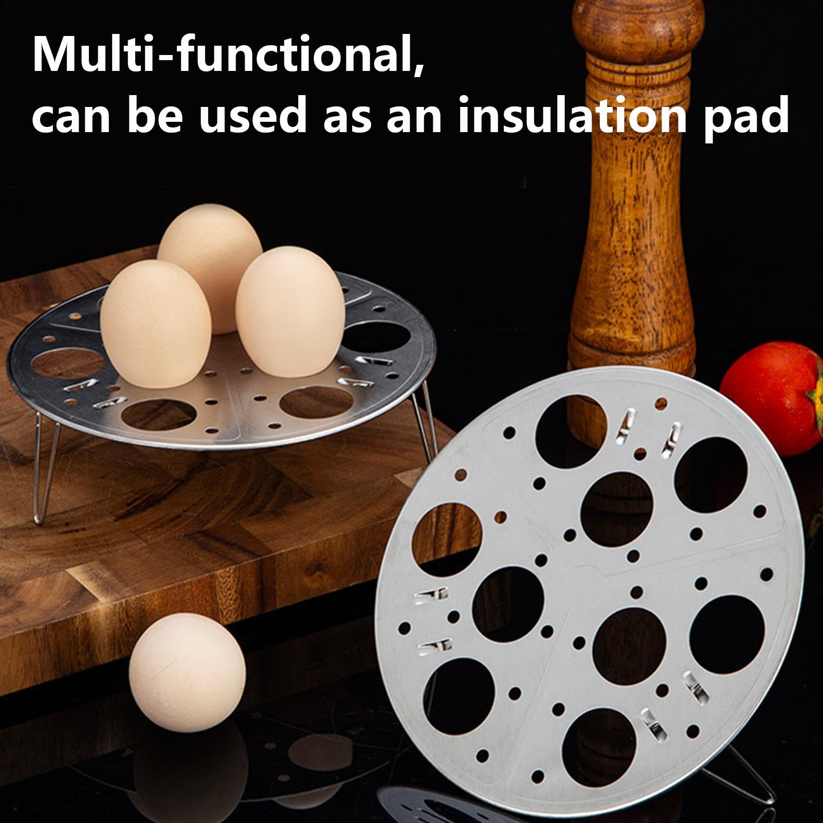 Amazon.com: Estante para huevos instantáneo, estante de acero inoxidable para huevos | Salvamanteles de olla instantánea para 9 huevos | Estante de cocina de huevos con base desmontable, accesorios para ollas :