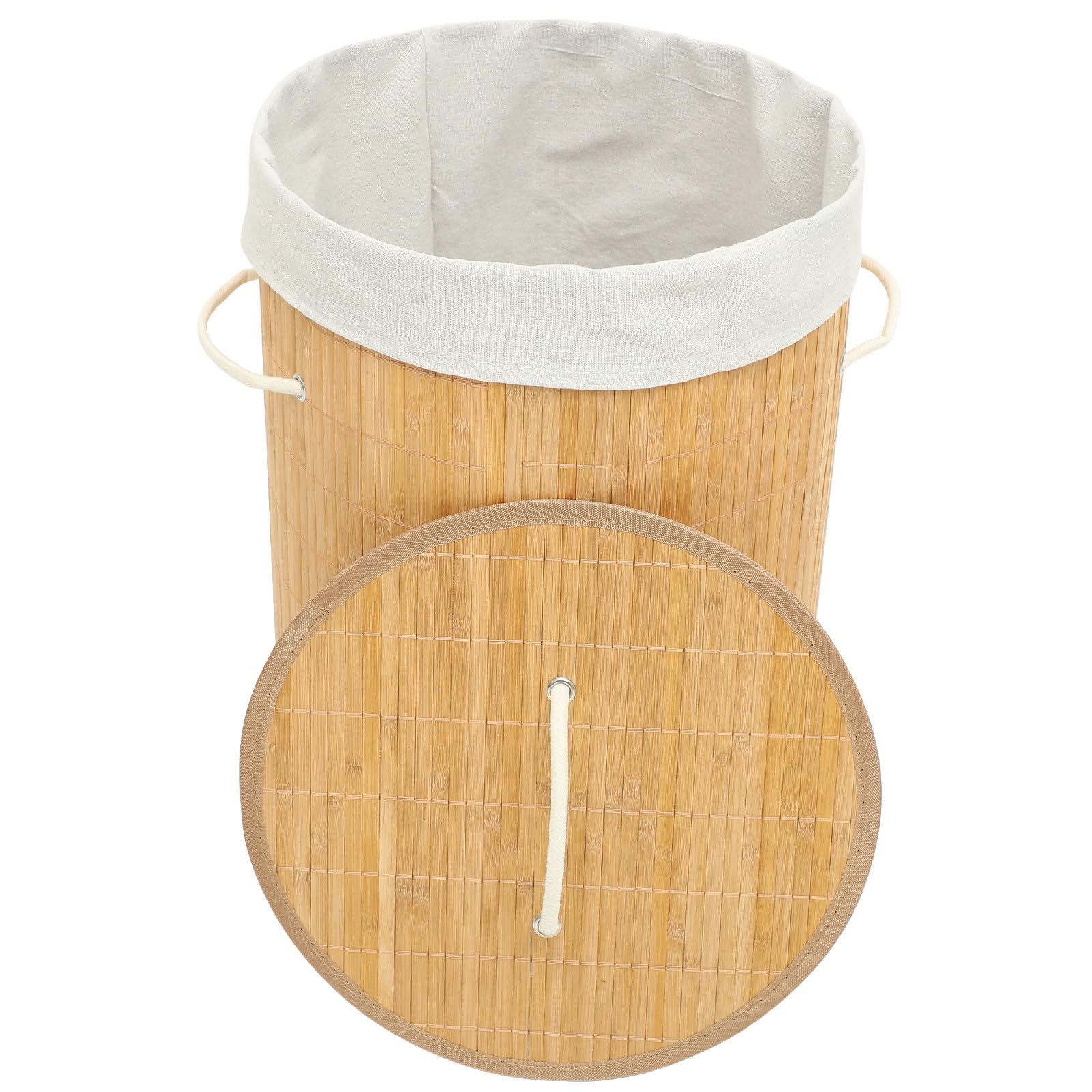 minkissy Cesta para la ropa sucia, contenedor para la ropa sucia, soporte para la ropa sucia, cesta para ropa con tapa, bambú, baño o lavandería, resistente