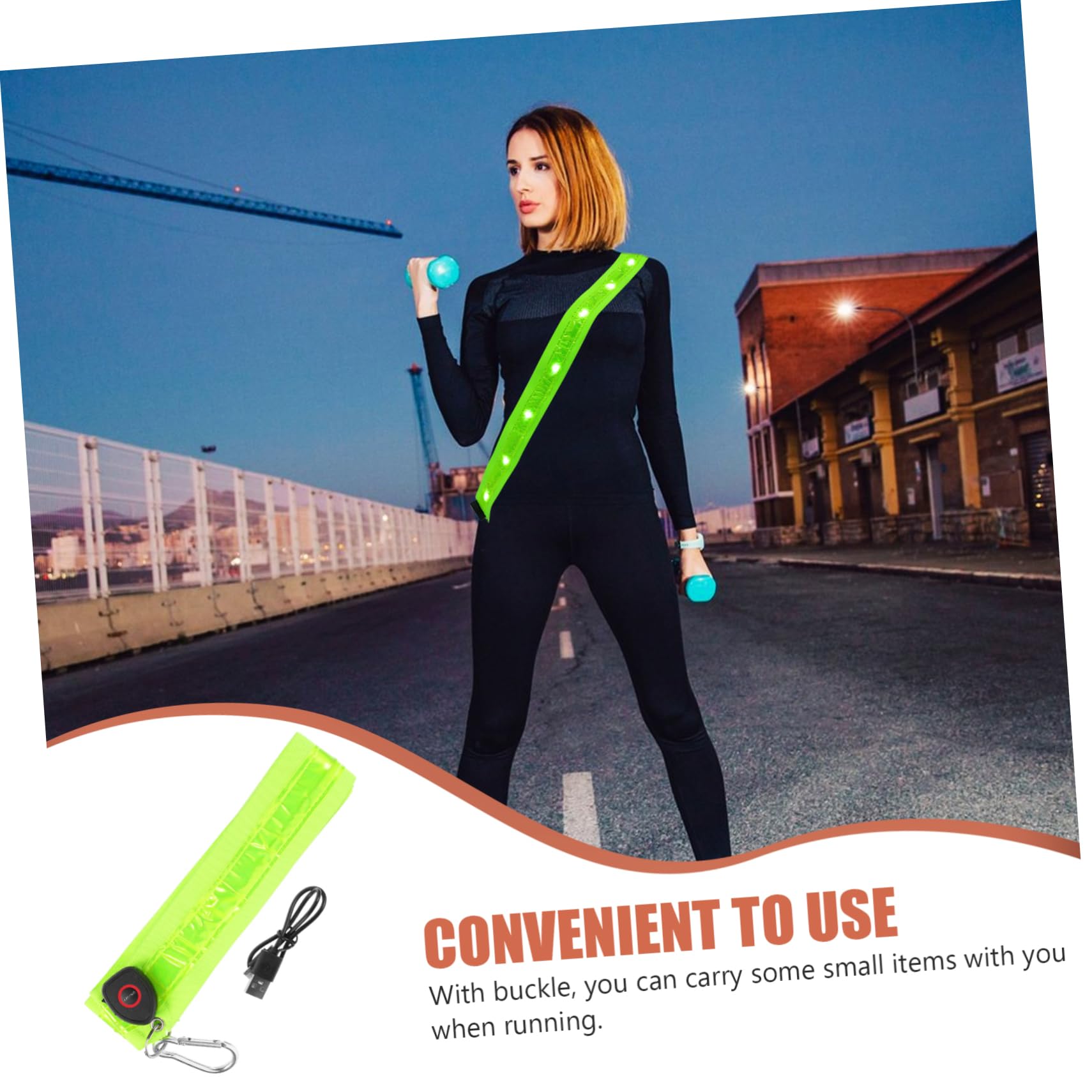ibasenice Bretelles croisées Lumineuses Bande LED Ceinture d'épaule Ceinture LED Bracelet Lumineux de Course de Nuit Sangle de Bande réfléchissante Nylon Green