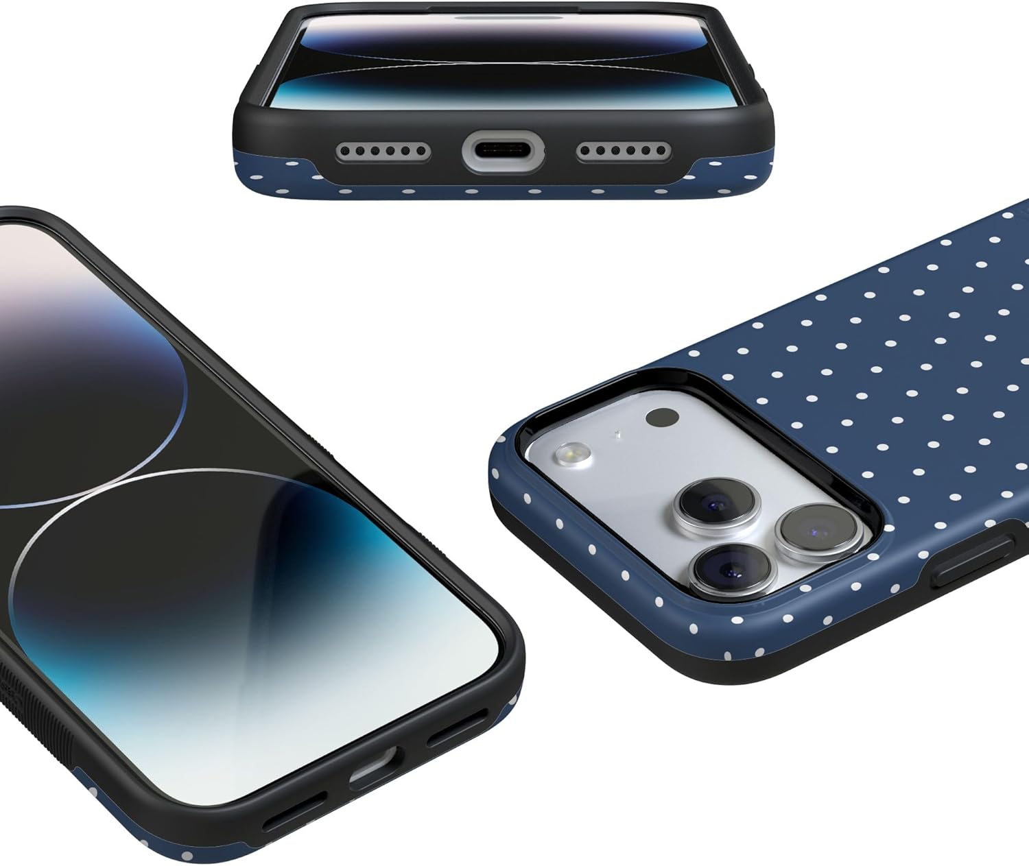 Casely iPhone 17 Pro Max Case | On the Dot | Navy Polka Dot | Bold Protective Design | Compatible with MagSafe