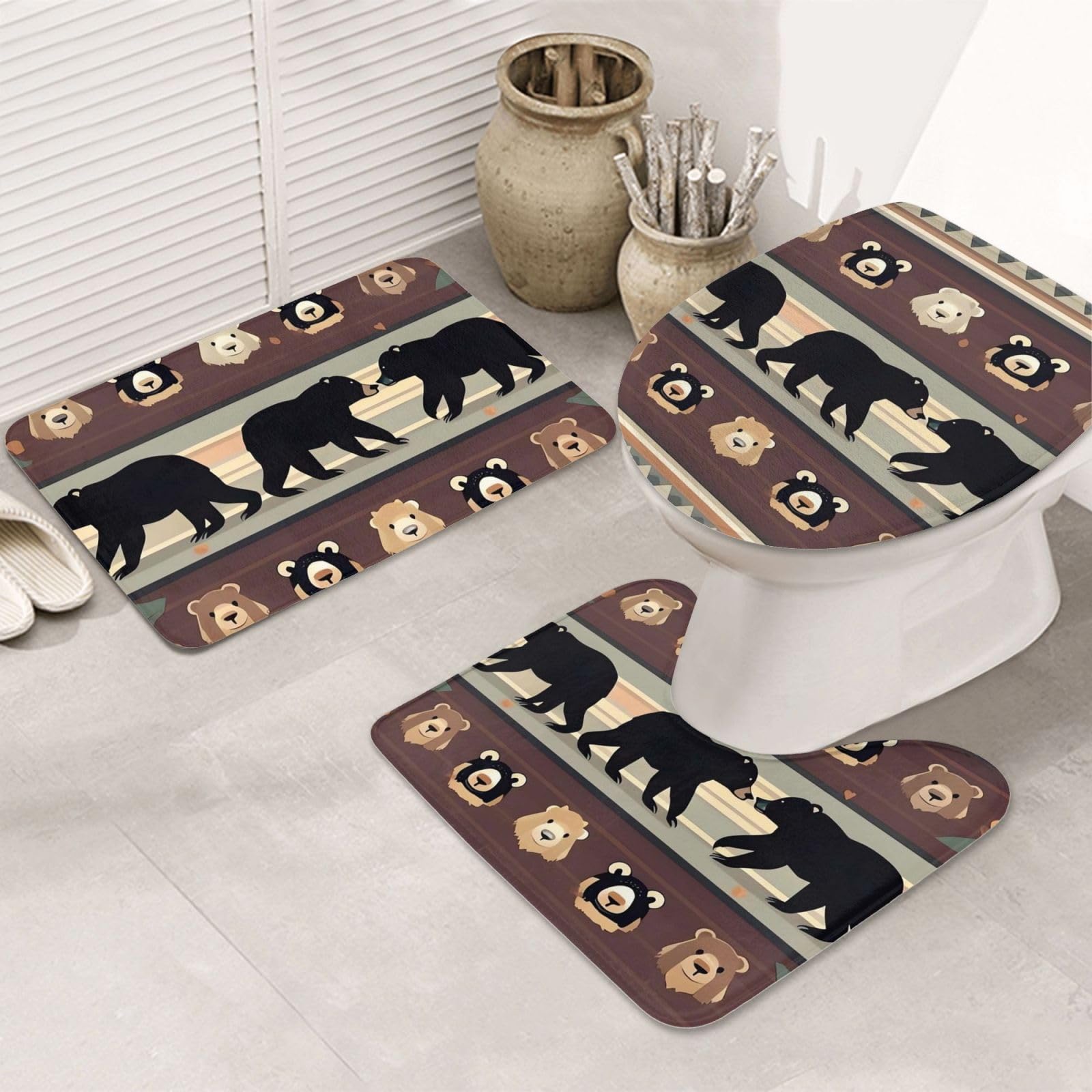 Tapis de salle de bain absorbants Bear pour éviter les glissades sur sol mouillé
