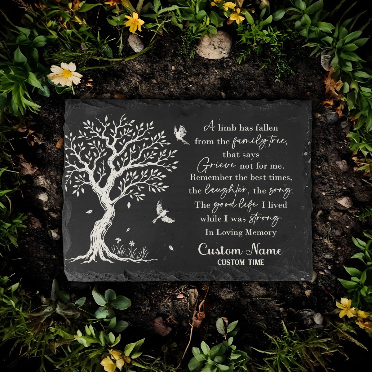 Personalized Memorial Slate Stone - A Limb Has Fallen Sympathy Garden Stone Loss of Dad Mom Remembrance Rectangle Stepping Plaque Son Brother Memory