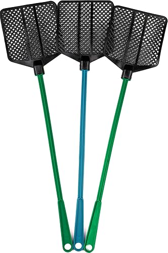 OFXDD Matamoscas de goma, paquete de matamoscas largo, matamoscas resistente, colores verde y azul (paquete de 3)