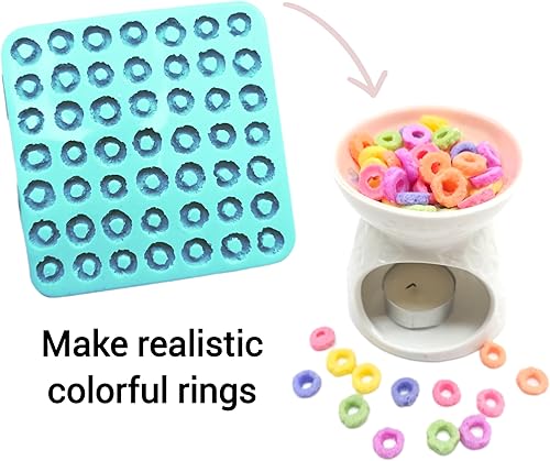 Miniatura 3 de Anillos de frutas 49 cavidades donas pequeñas cereal Molde de silicona flexible Moldes de jabón Moldes de resina Moldes de cera para derretir 061