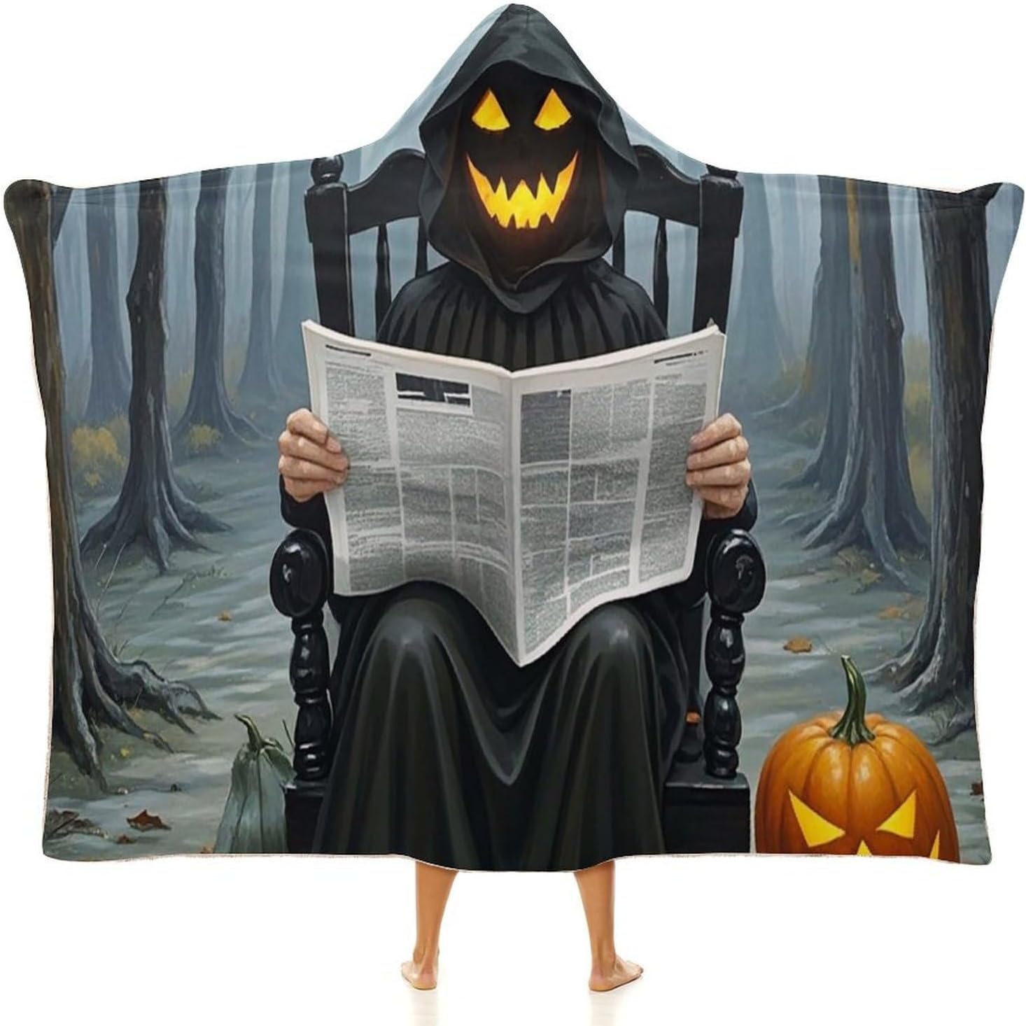 Retro Ghost Wearable Hooded Blanket, Ultra Soft Arctic Velvet Cape Cloak Unisex - Cozy Wearable Blanket