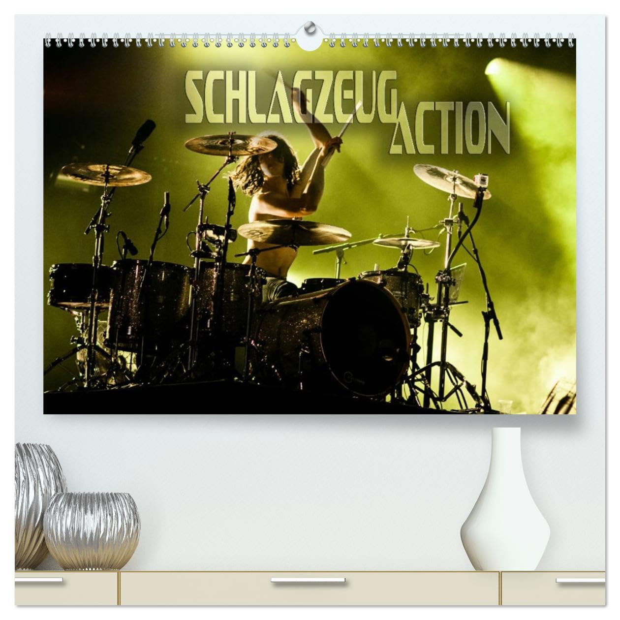 Schlagzeug Action (hochwertiger Premium Wandkalender 2026 DIN A2 quer), Kunstdruck in Hochglanz: Dynamische Konzertaufnahmen von Schlagzeugen aus verschiedenen Perspektiven (CALVENDO Kunst)