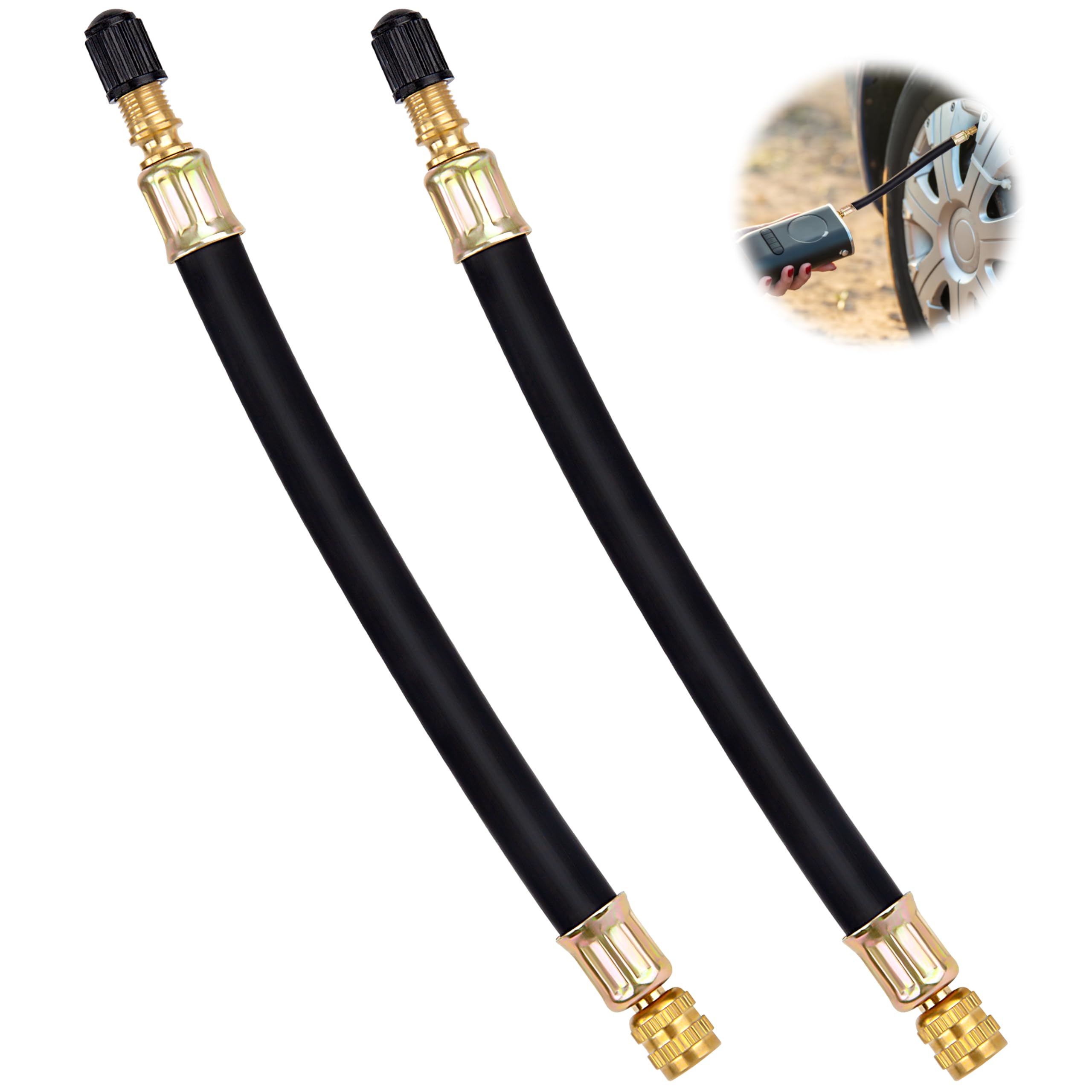 QIMEI-SHOP Estensione Valvola Pneumatico Gomma Prolunga per Valvola Pneumatici Flessibile per Auto Bici Camion Motocicletta 180mm 2 Pezzi