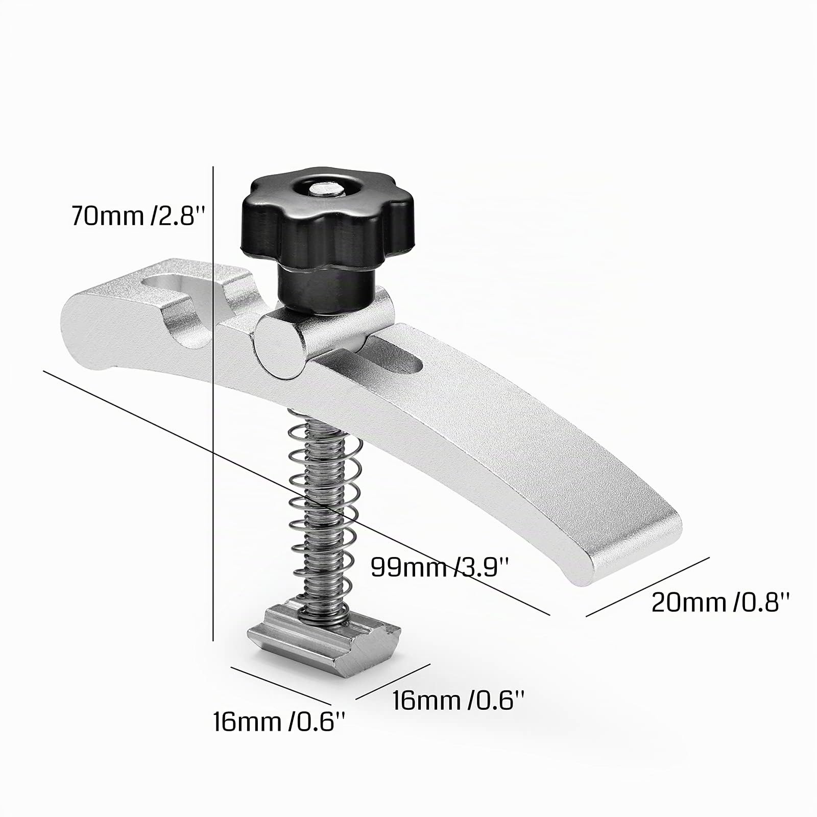 Genmitsu 2PCS T-Track Hold Down Clamp Kit, para trabajar la madera y el metal, ideal para MDF Spoilboard con 6mm agujero roscado y aluminio Spoilboard para M6 Tuerca de ranura en T 16 x 16mm