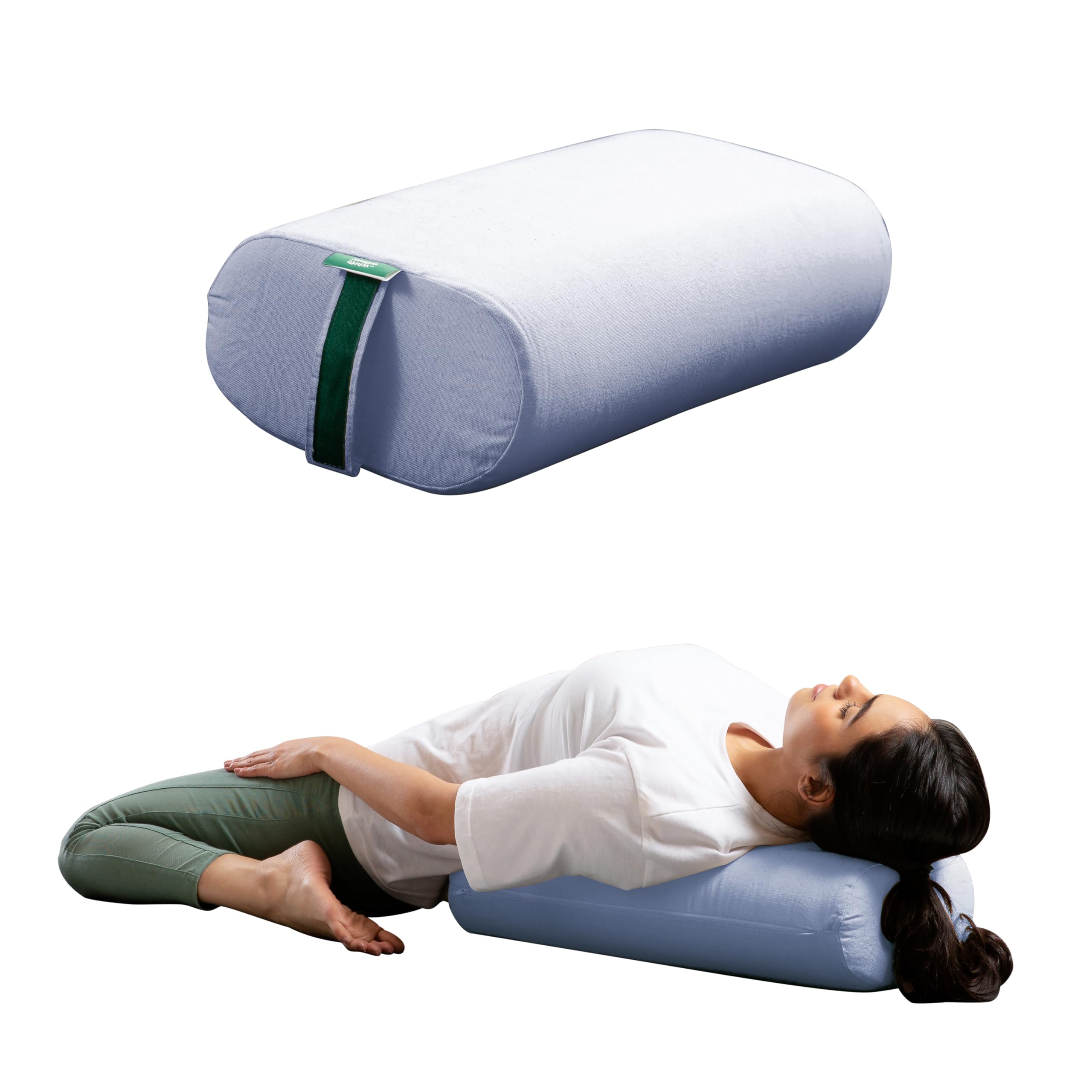 The White Willow HarmonyFlow Yoga Rectangular Bolster Cushion for Restorative Yoga & Meditation – King Size, Extra-Wide Supportive Foam with Soft Washable Cover – Blue