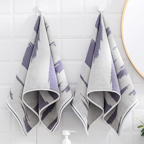 Miniatura 7 de sense gnosis Juego de 2 toallas de mano azules con patrón de nubes, 100% algodón, absorbentes, suaves, para baño, 13 x 29 pulgadas