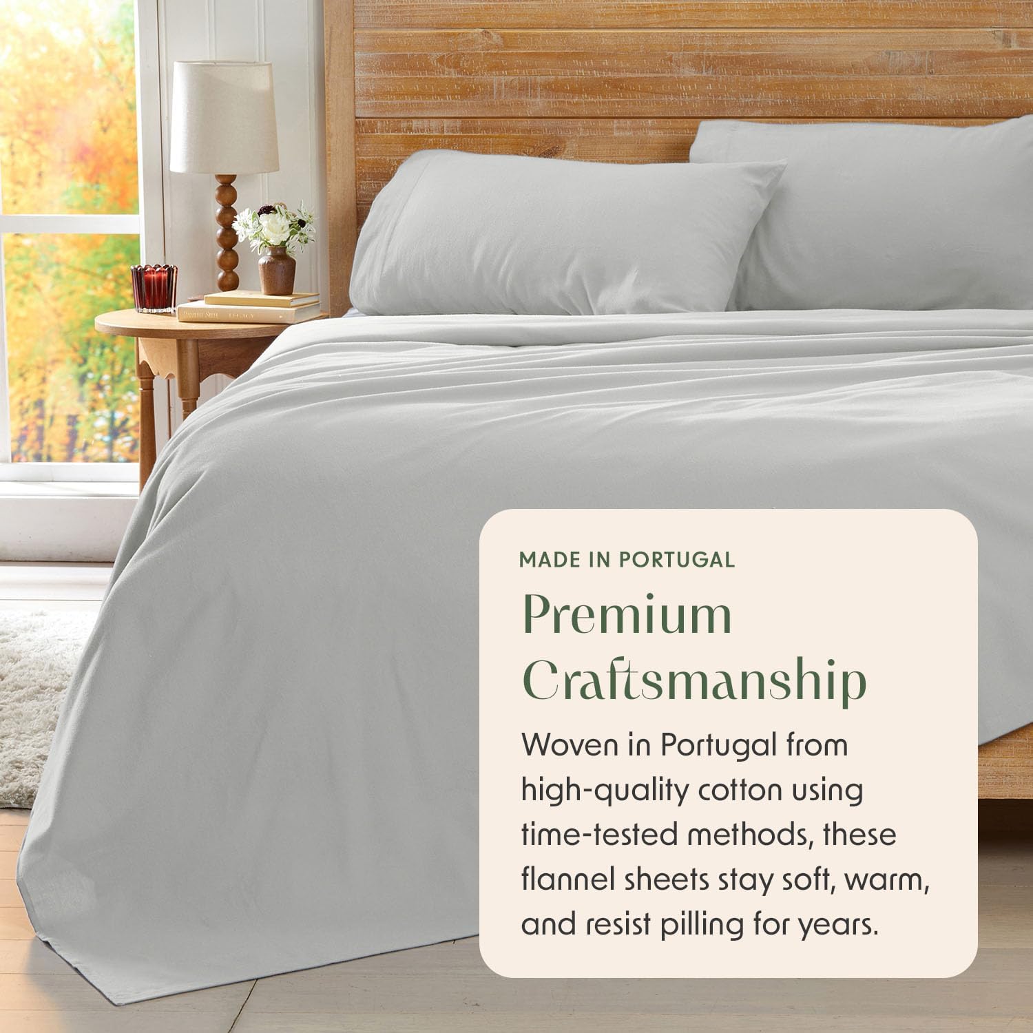 Springtree Home Luxury Portuguese Flannel Sheets | Queen Size Flannel Sheets | 100% Cotton | Ultra-Soft, Warm & Breathable Sheet Set | Deep Pocket, Durable & Cozy Winter Sheet Set | Grey - Image 2