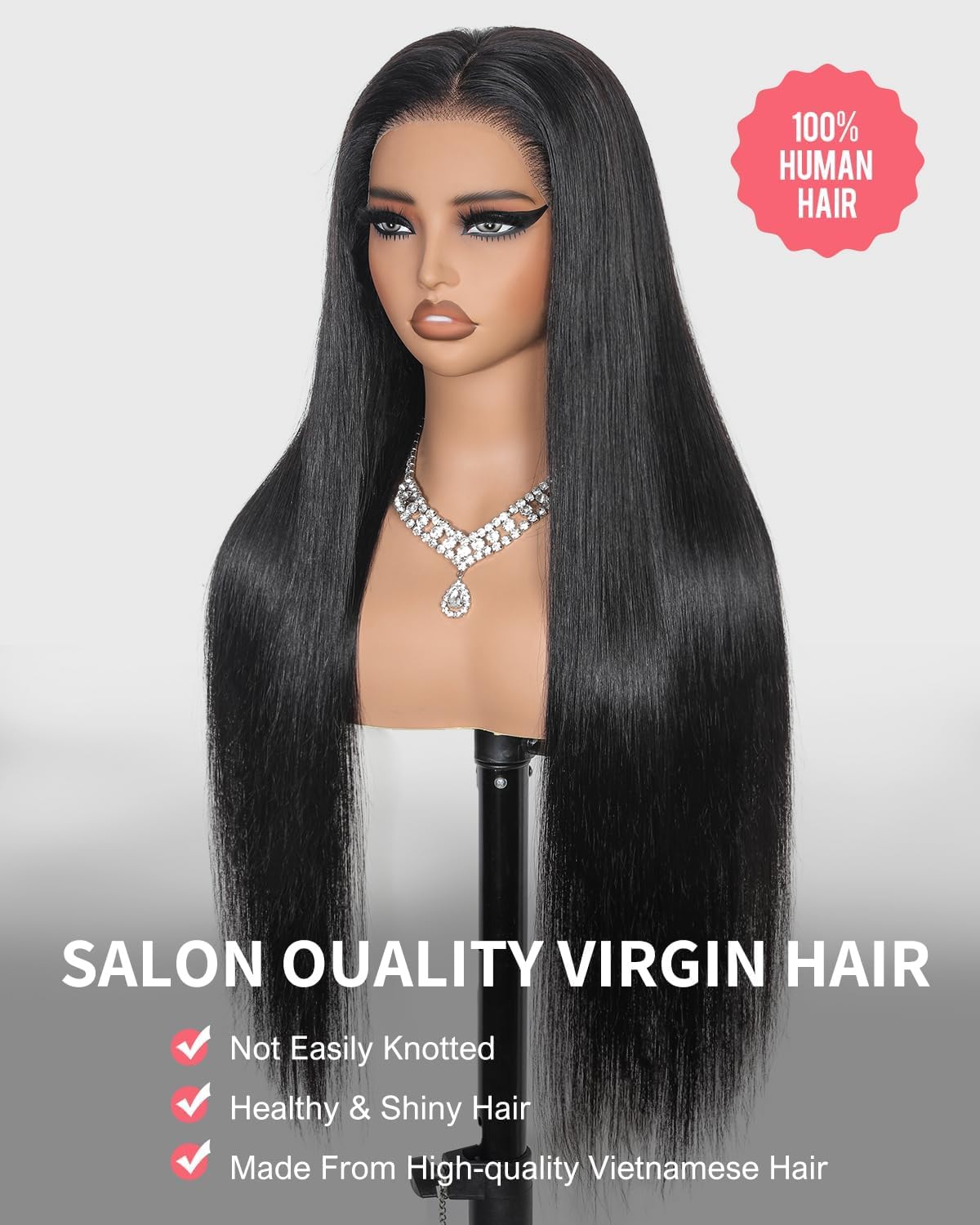 Tunfine 13x6 Full Lace Front Drawstring Wig Perruque Cheveux Humain 60cm