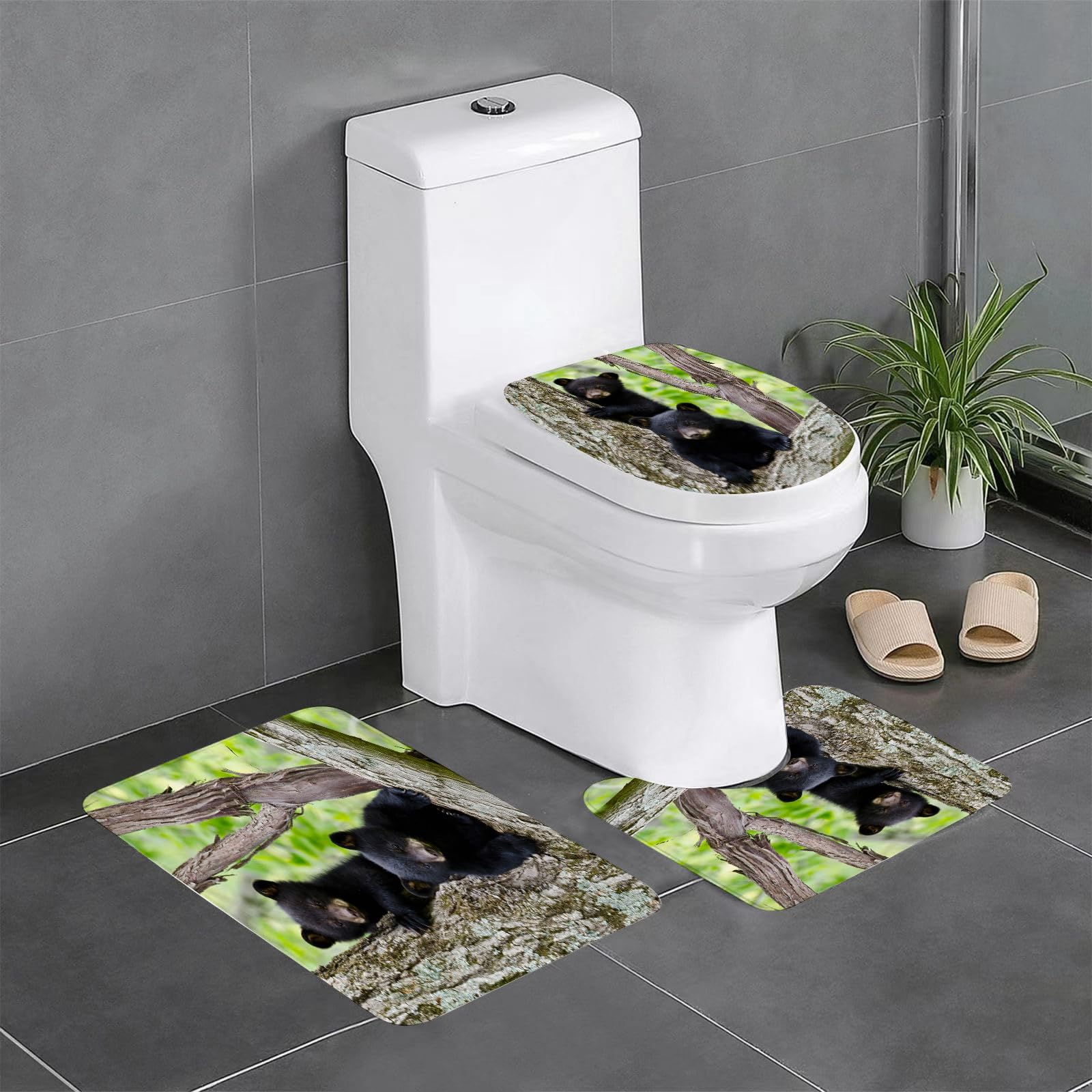 Set di 3 tappetini da Bagno, Lavabili in Lavatrice e Antiscivolo, in Morbida Fibra Superfine.