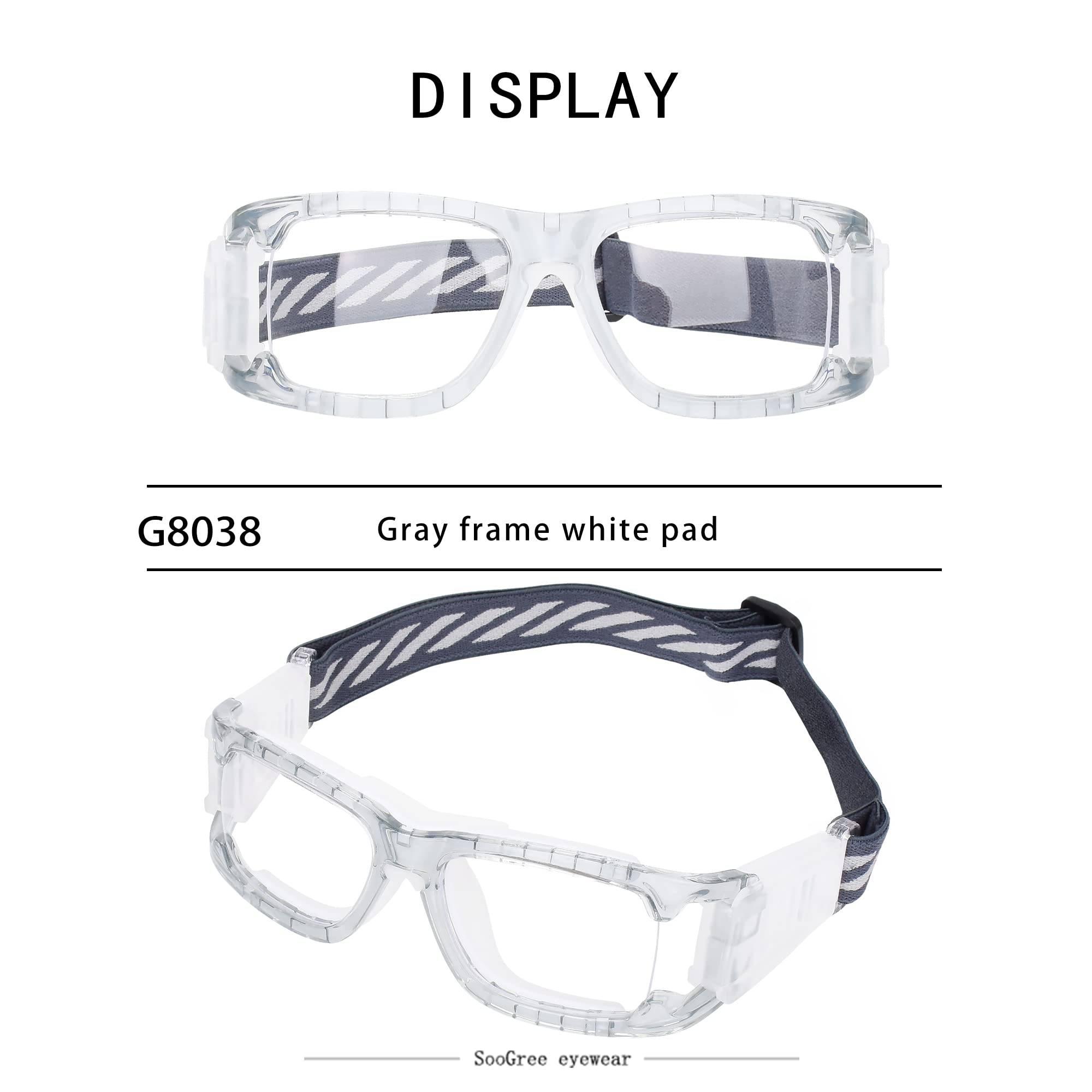 SooGree Sportbrille, Basketball, Fußball, Racketball-Brille für Herren und Damen, austauschbarer Sicherheitsschutz
