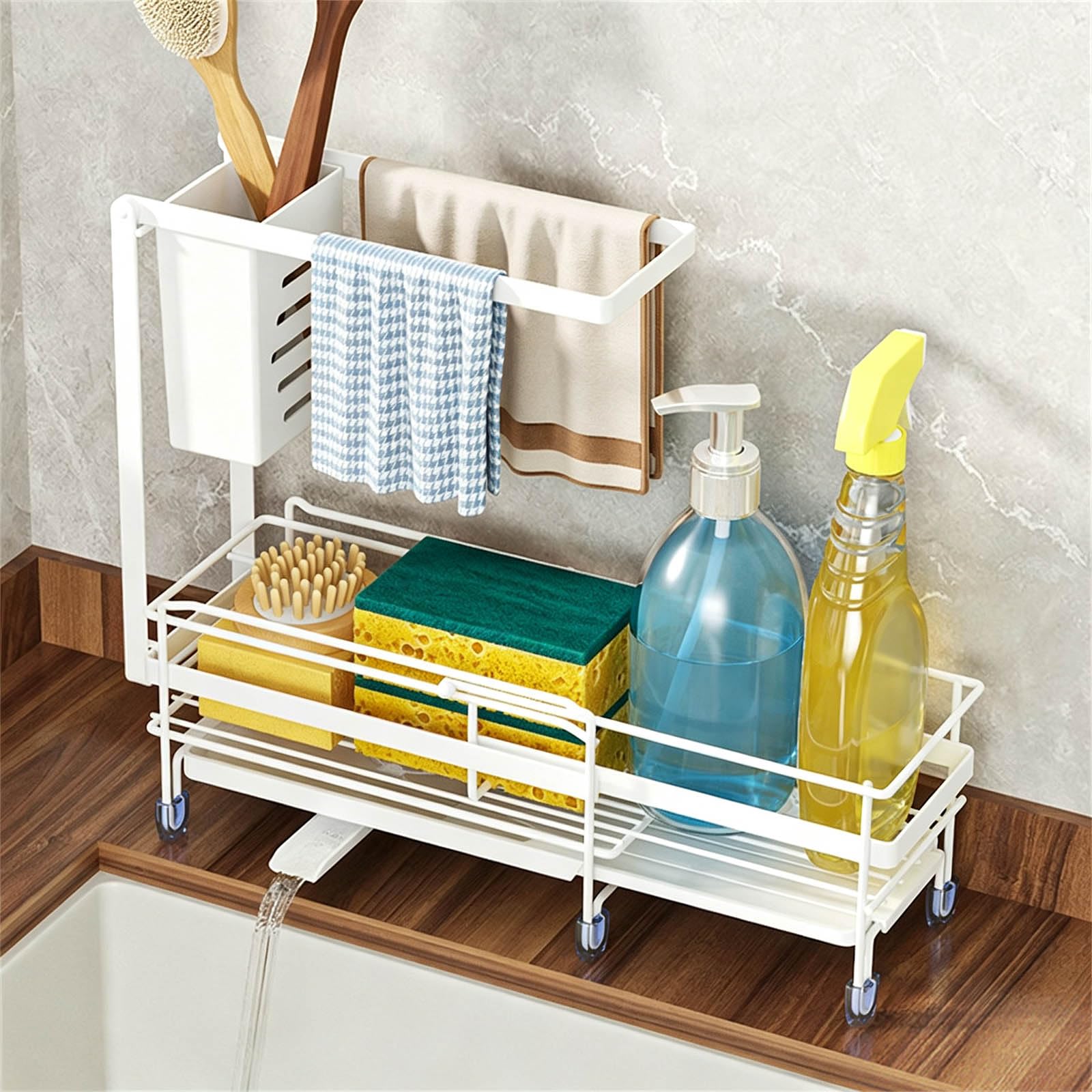 Organizer da cucina estensibile per lavello in acciaio, Black