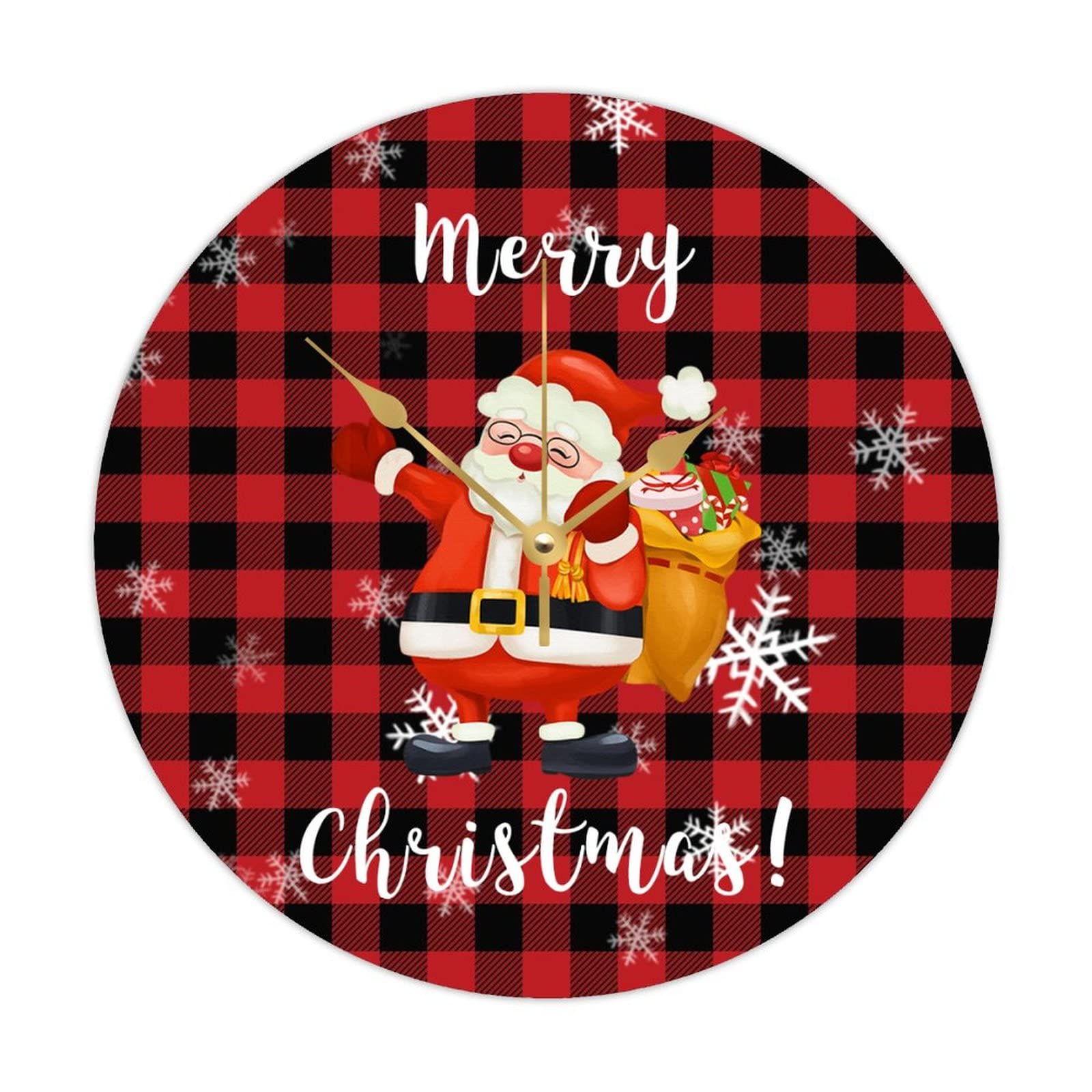 Horloge murale rétro en bois vintage Merry Christmas décoration de maison à quartz 38cm