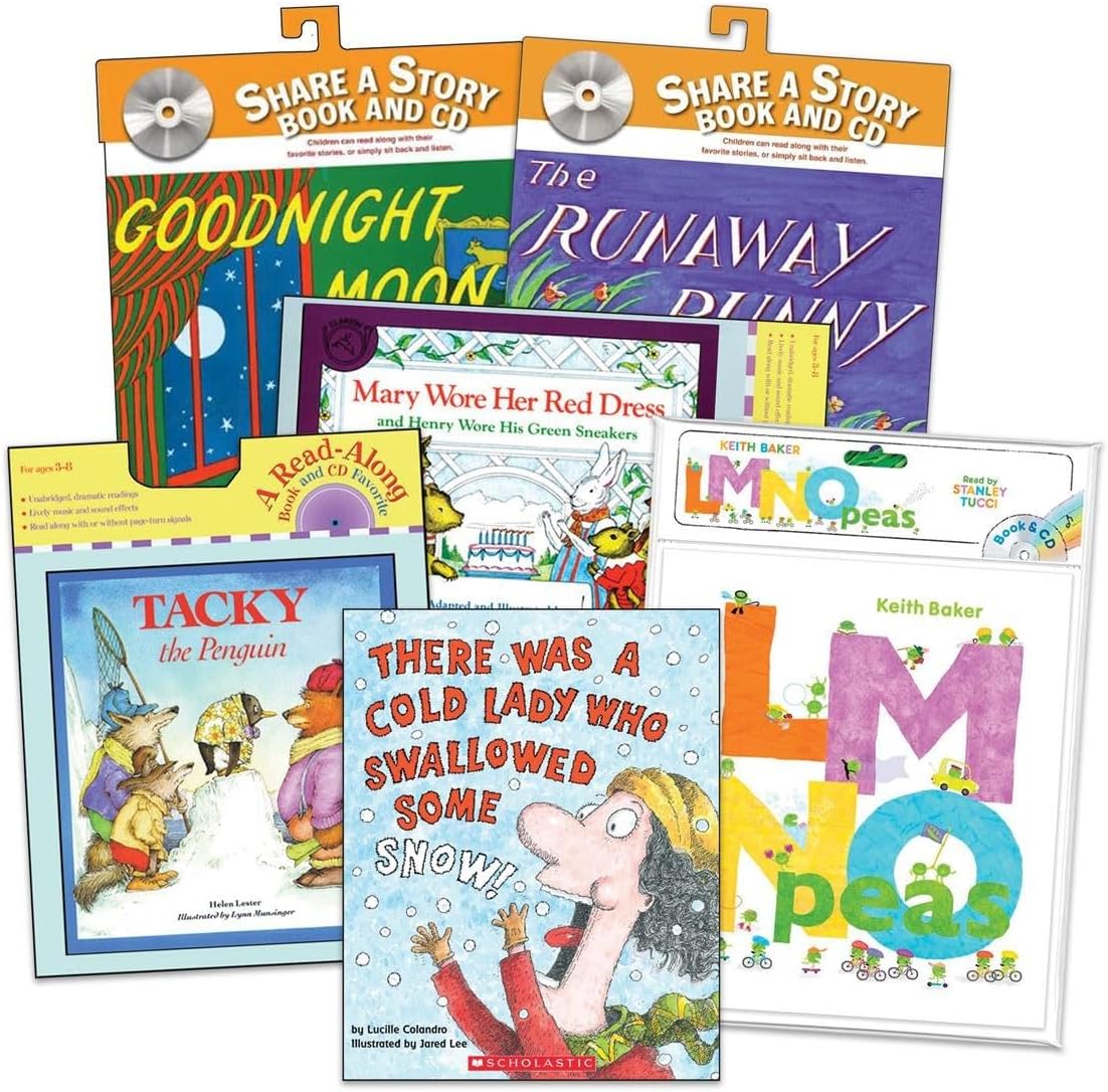 Kaplan Early Learning Classic Read-Aloud Books and CDs Set - 6 Storybooks with Audio for Early Literacy & Listening Skills | Read Along Books for the Classroom or Home | Children's Book with CD for Ki