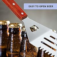 Vista 5 de 2 espátulas de parrilla extralargas para barbacoa y parrilla, accesorios de acero inoxidable para parrilla, espátula ranurada y espátula de cocina