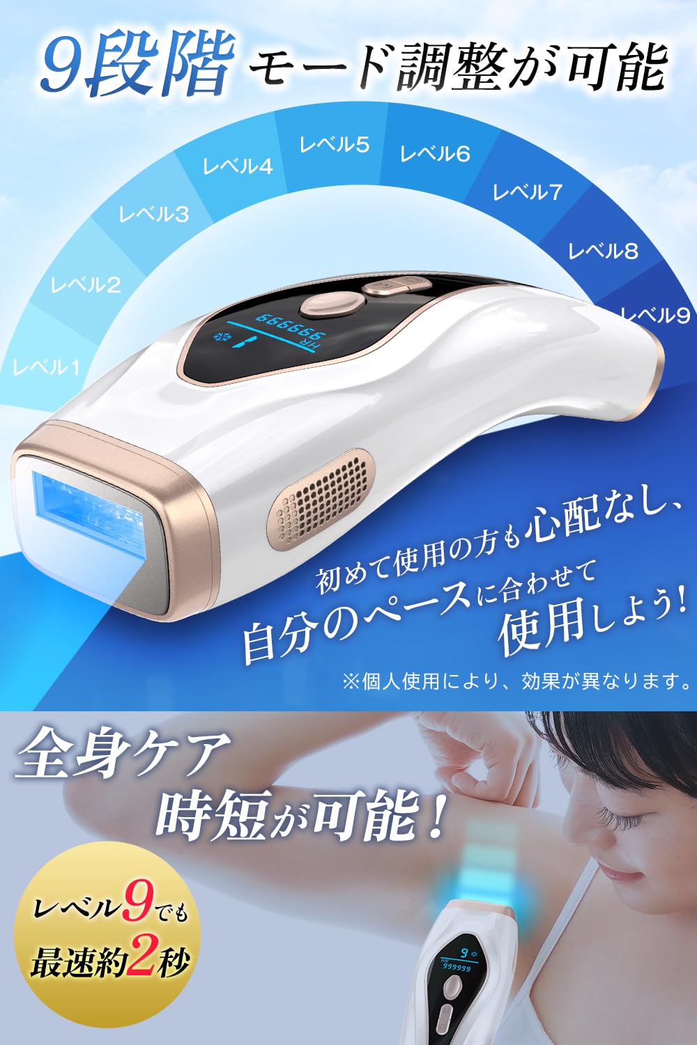 Amazon | 脱毛器 VIO対応 【サロン級IPL光・低刺激・冷感無痛ケア】 冷